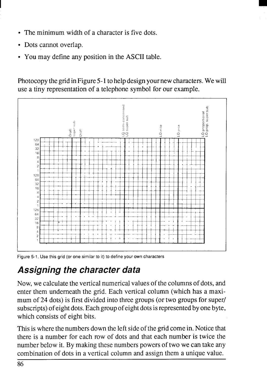 Star Micronics LC24-200 user manual Assigning the character data 