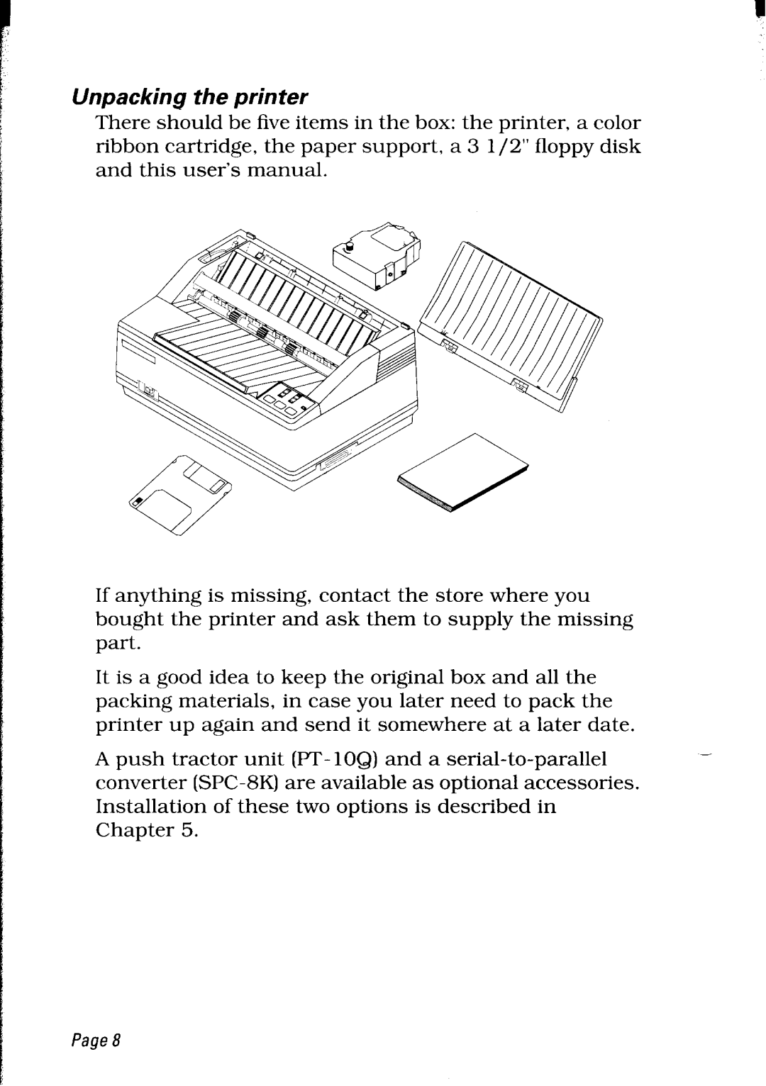 Star Micronics LC24-30 user manual Unpacking the printer 
