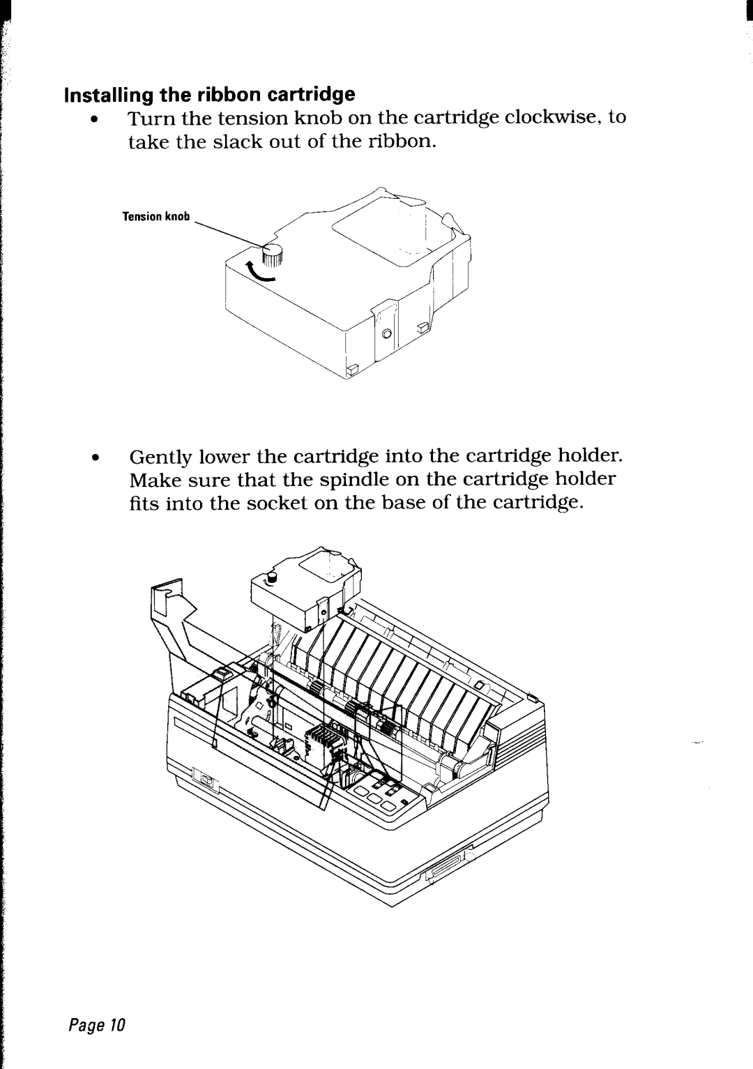 Star Micronics LC24-30 user manual Installing the ribbon cartridge, Tension knob 