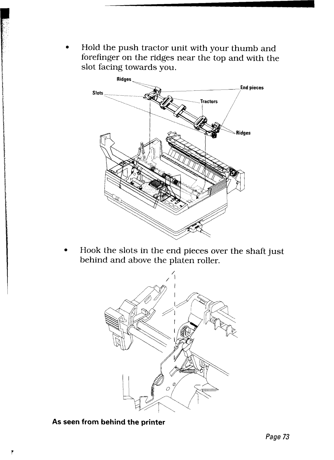 Star Micronics LC24-30 user manual As seen from behind the printer, Ridges 