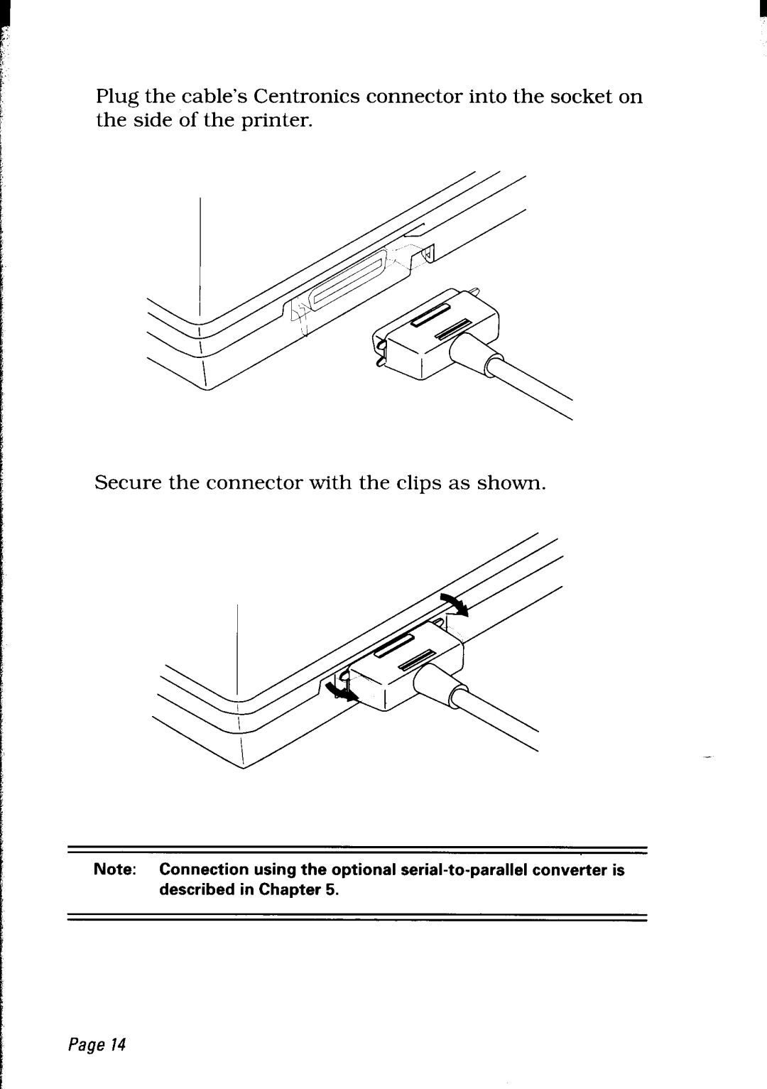 Star Micronics LC24-30 user manual Secure the connector with the clips as shown 