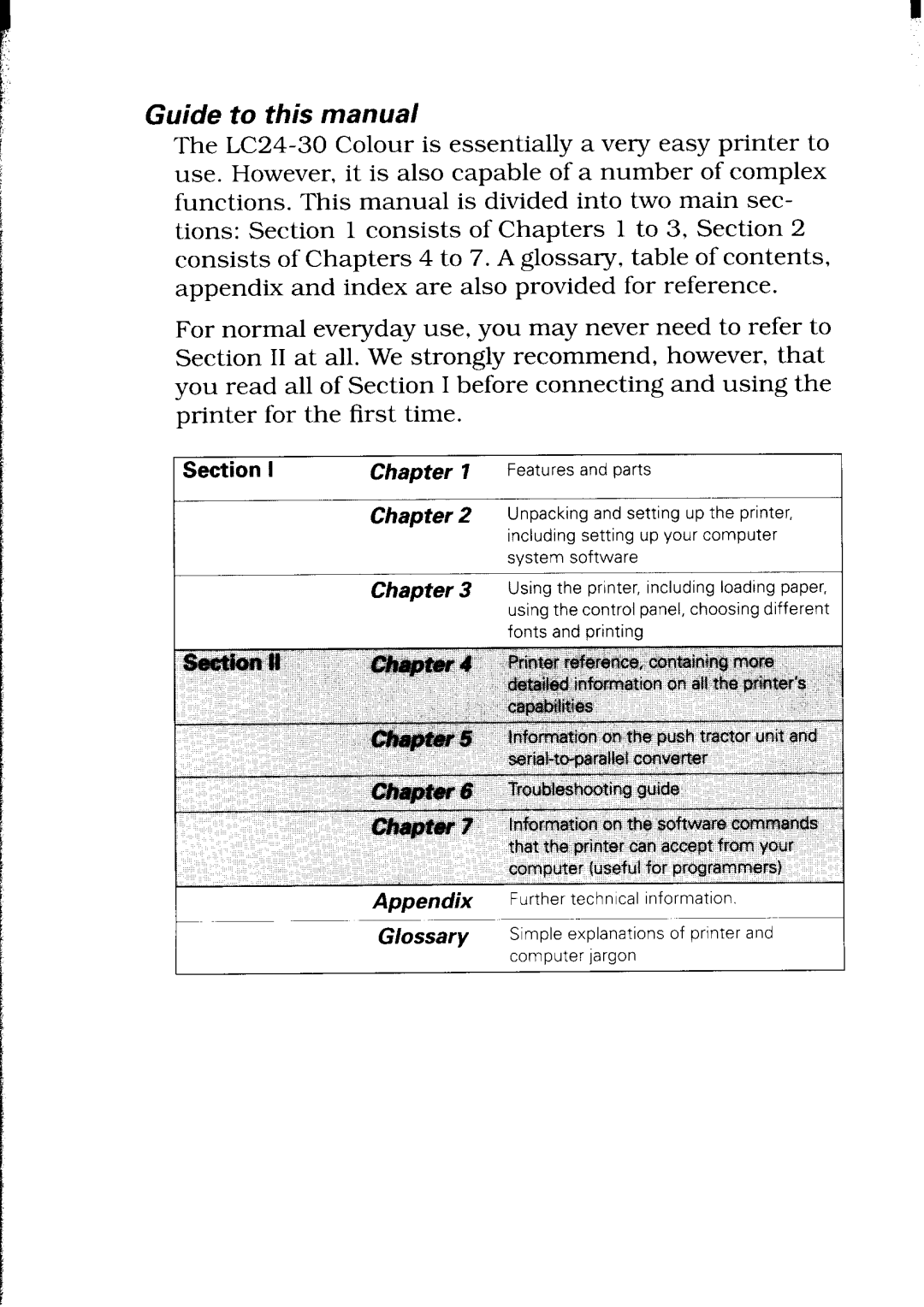 Star Micronics LC24-30 user manual Guide to this manual, Chapter 