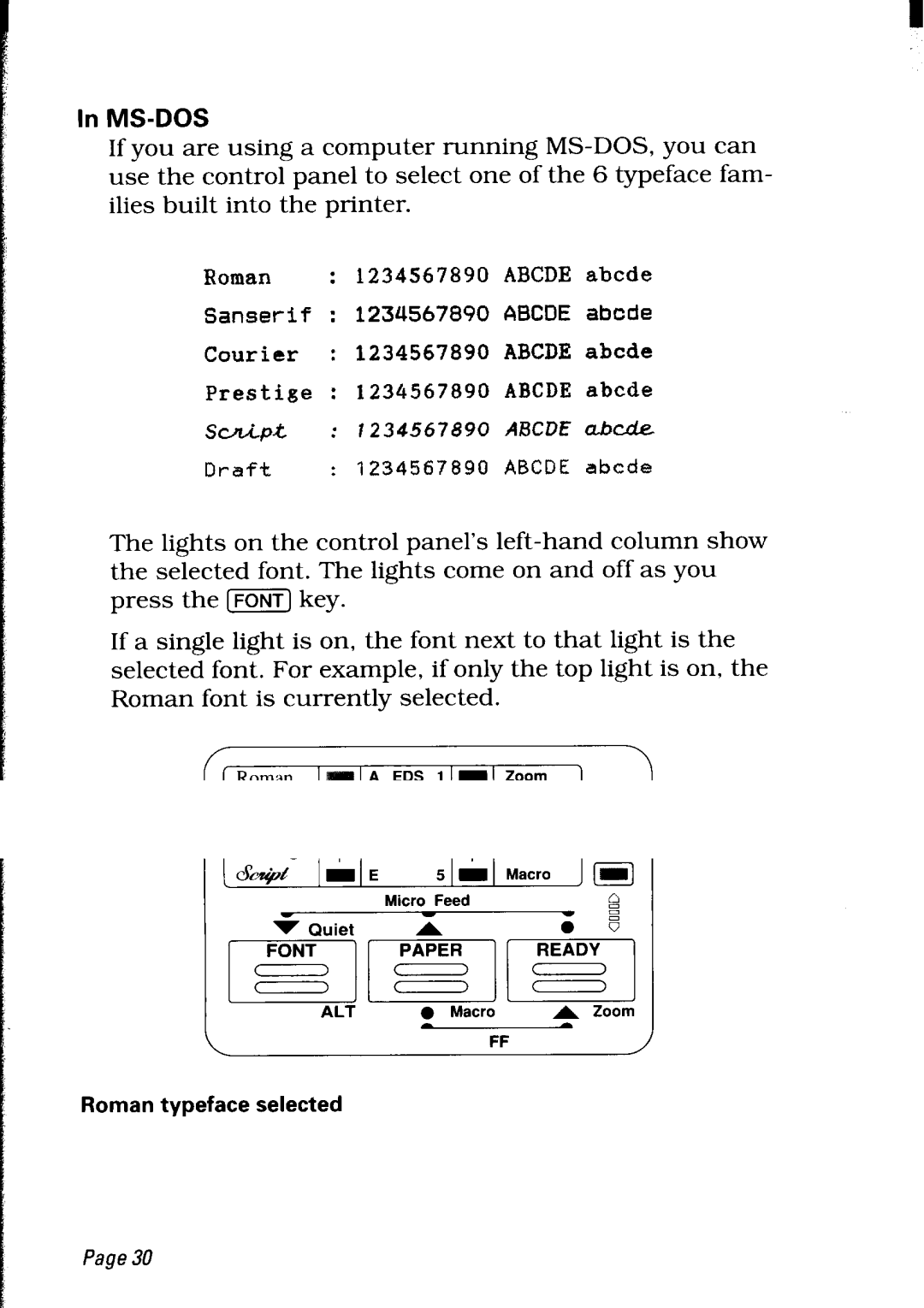 Star Micronics LC24-30 user manual Roman 1234567890 Abcde abcde 