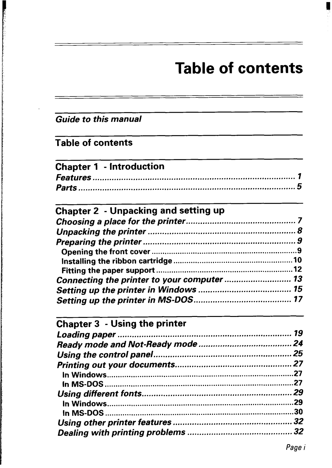 Star Micronics LC24-30 user manual Table of contents 