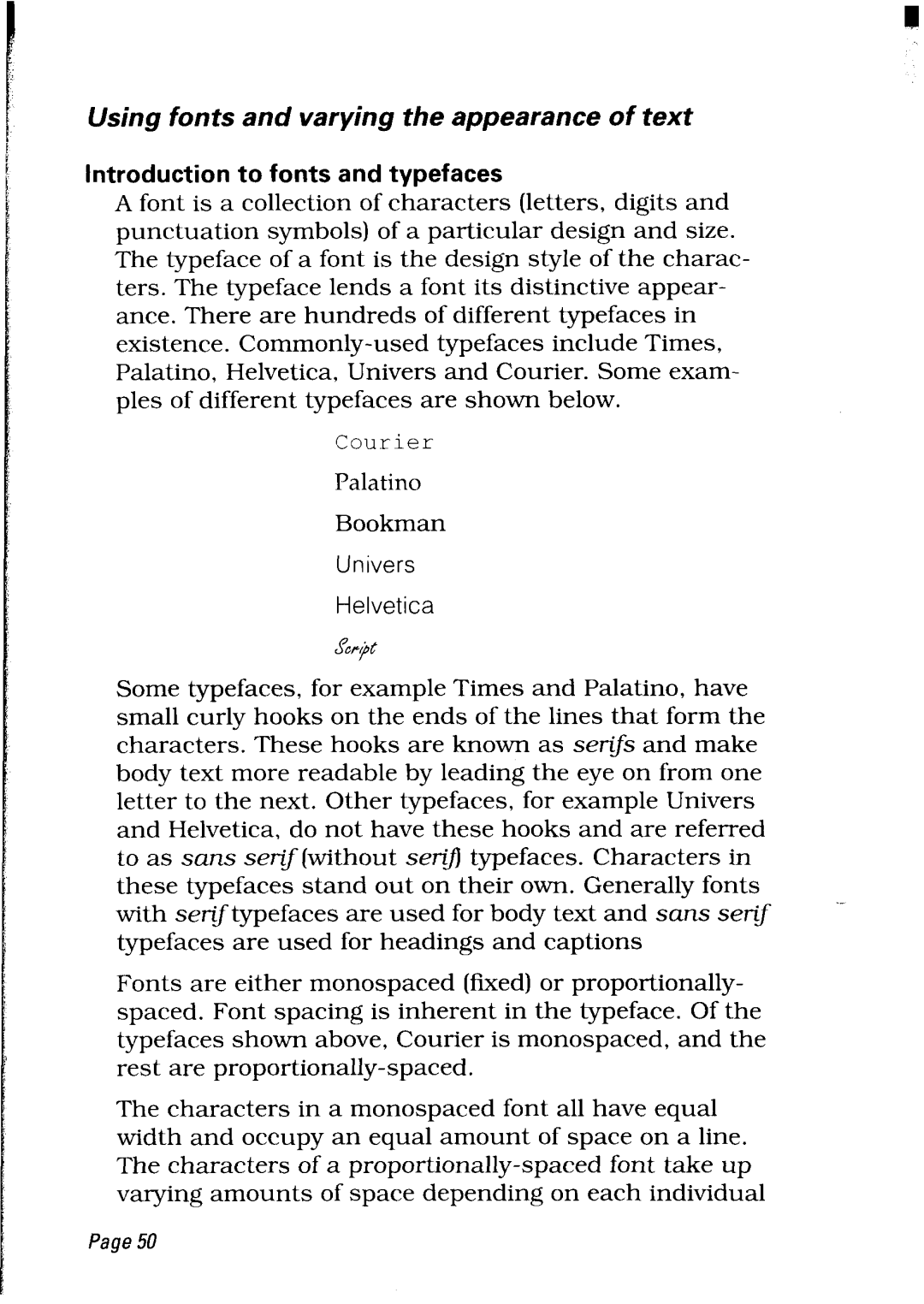 Star Micronics LC24-30 user manual Using fonts and varying the appearance of text, Introduction to fonts and typefaces 