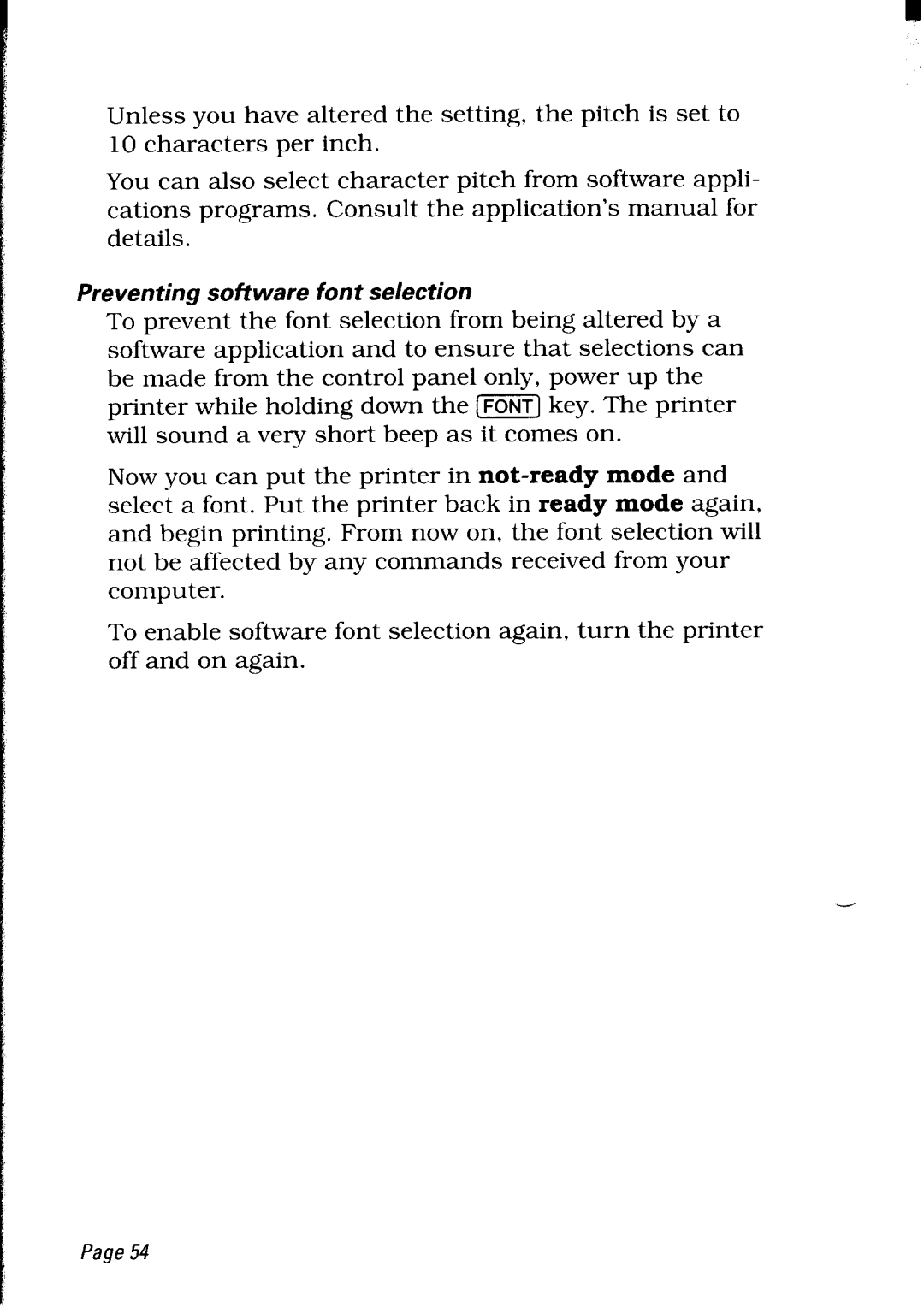 Star Micronics LC24-30 user manual Preventing software font selection 