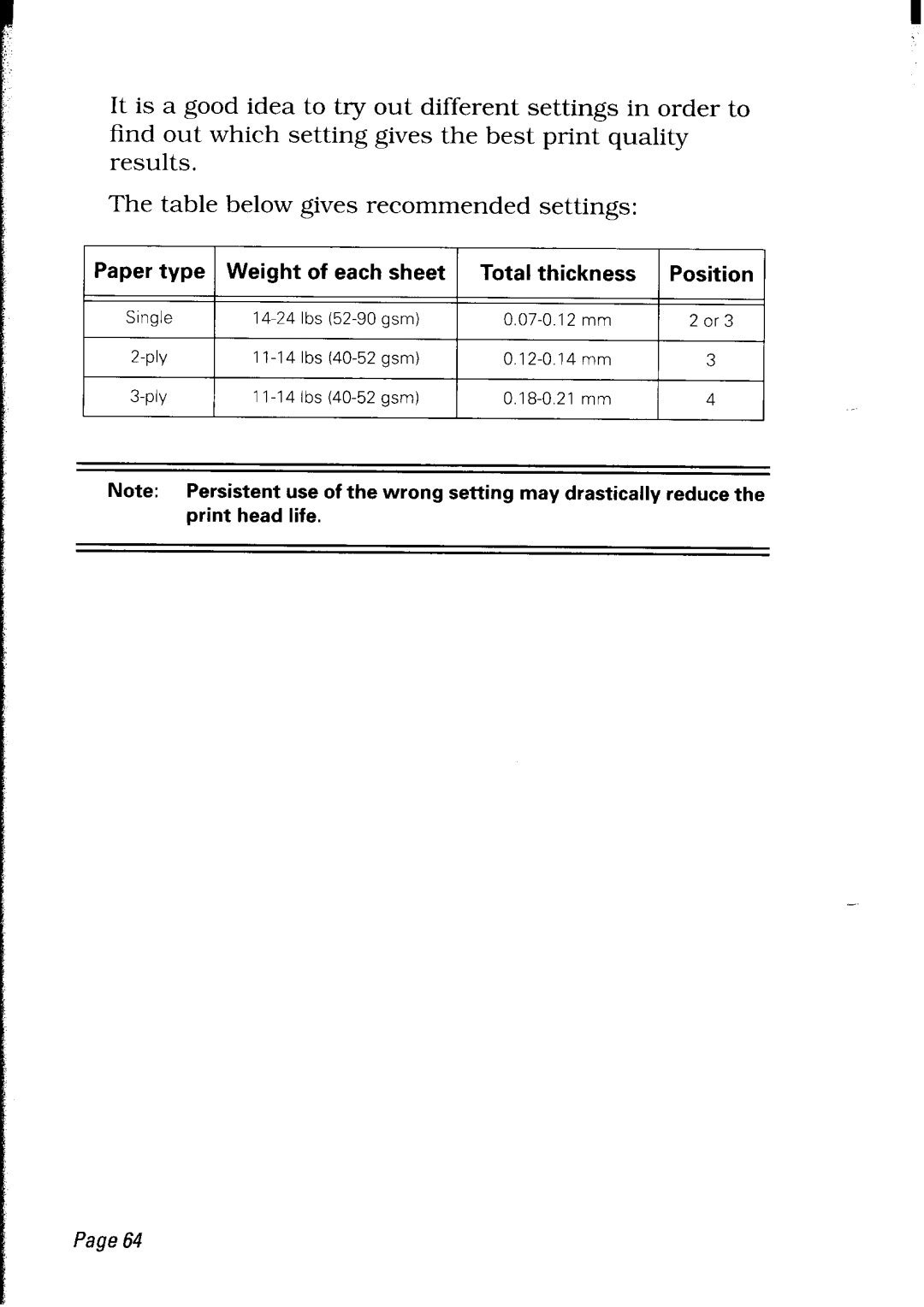 Star Micronics LC24-30 user manual Paper Type 