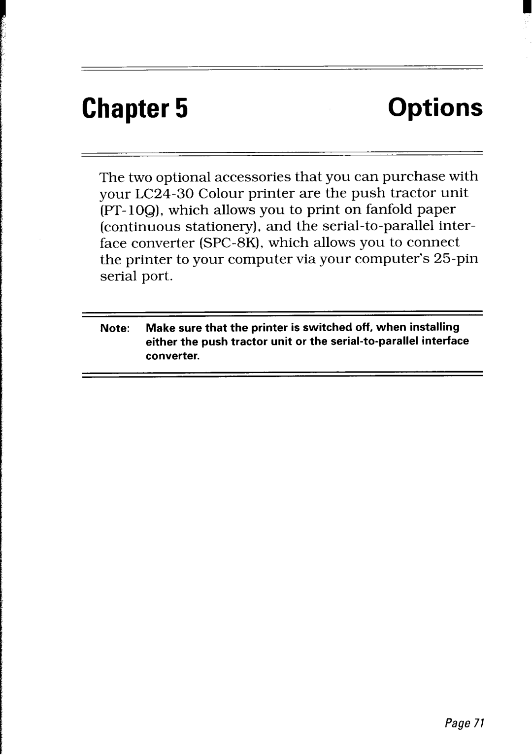 Star Micronics LC24-30 user manual Options 