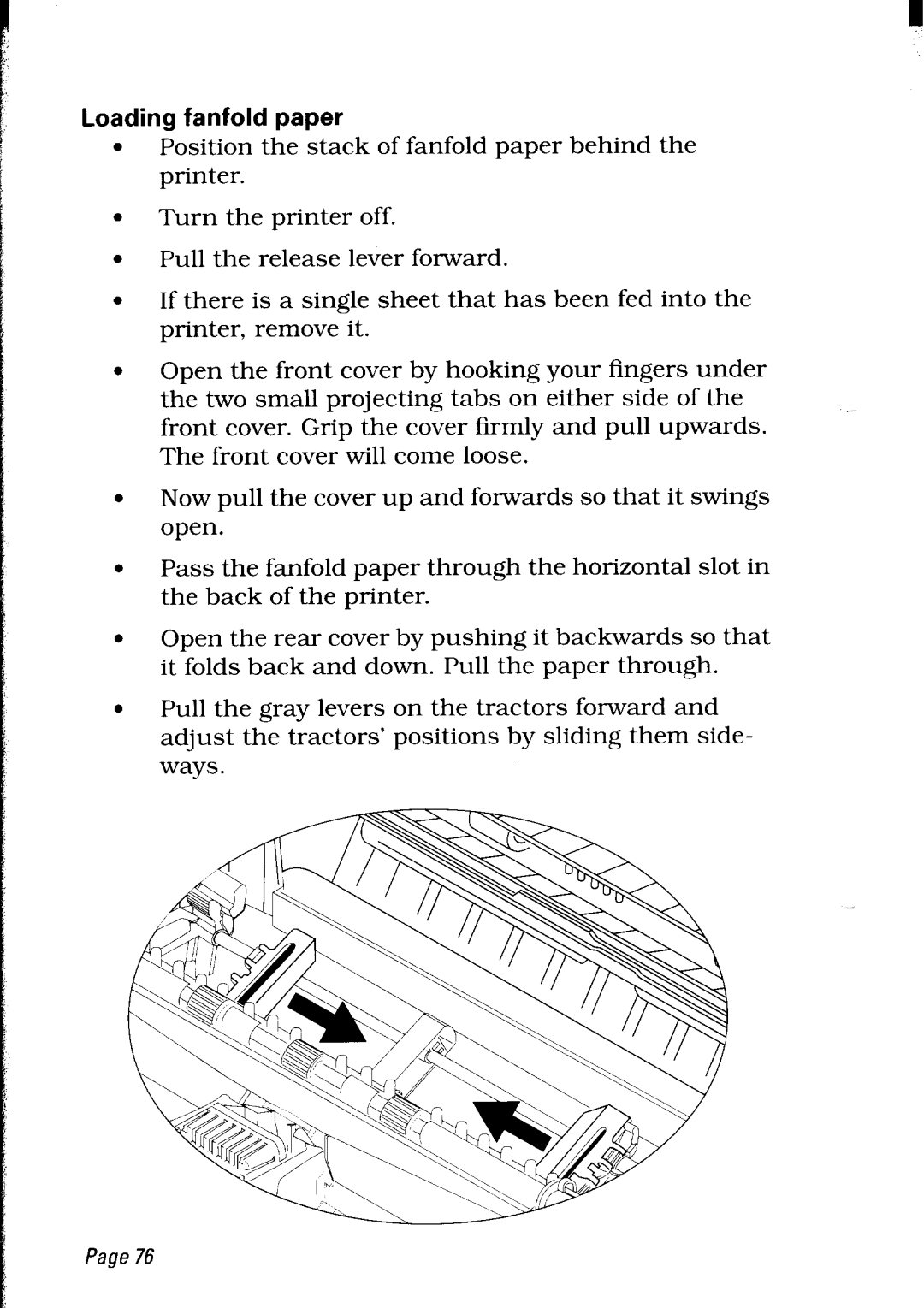 Star Micronics LC24-30 user manual Loading fanfold paper 