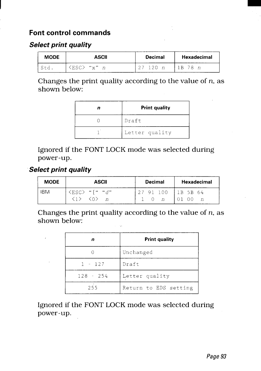 Star Micronics LC24-300 user manual Letter, Fontcontrolcommands 