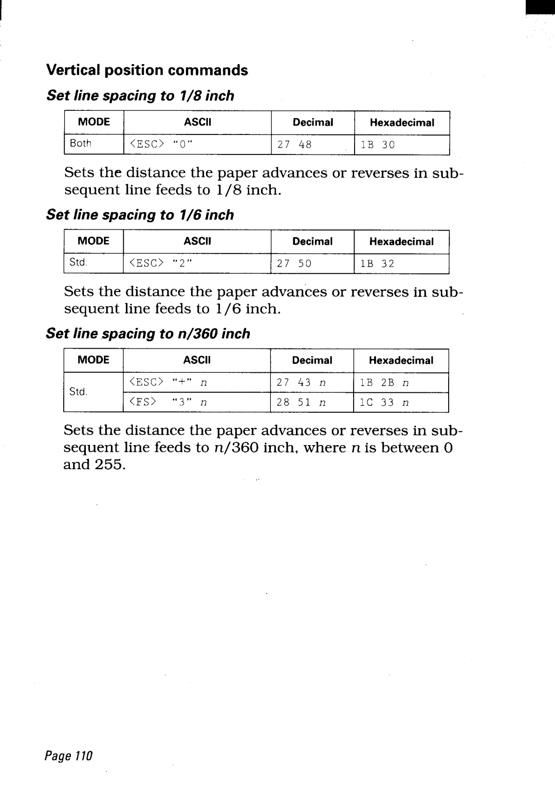 Star Micronics LC24-300 user manual Verticalpositioncommands, Setl s 