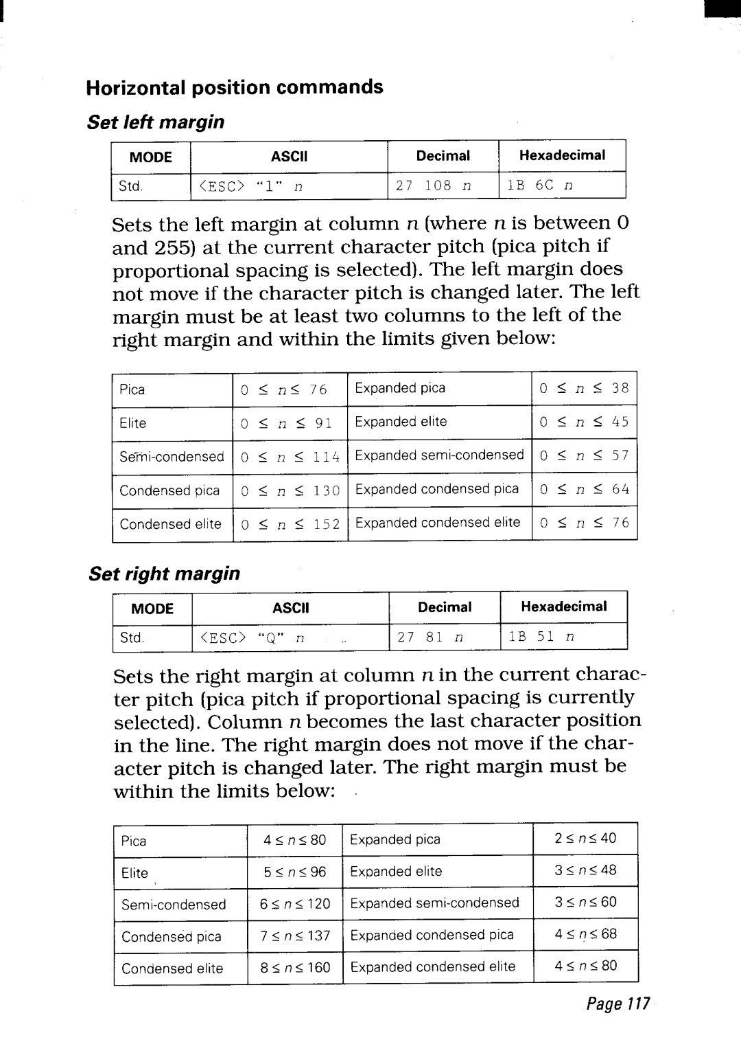 Star Micronics LC24-300 user manual Horizontalpositioncommands 