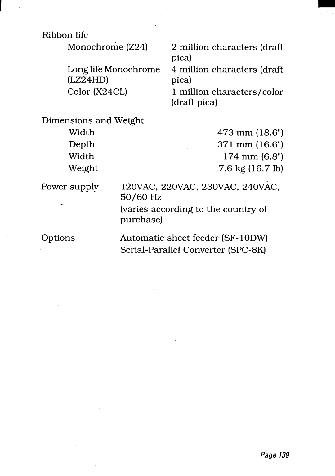 Star Micronics LC24-300 user manual 