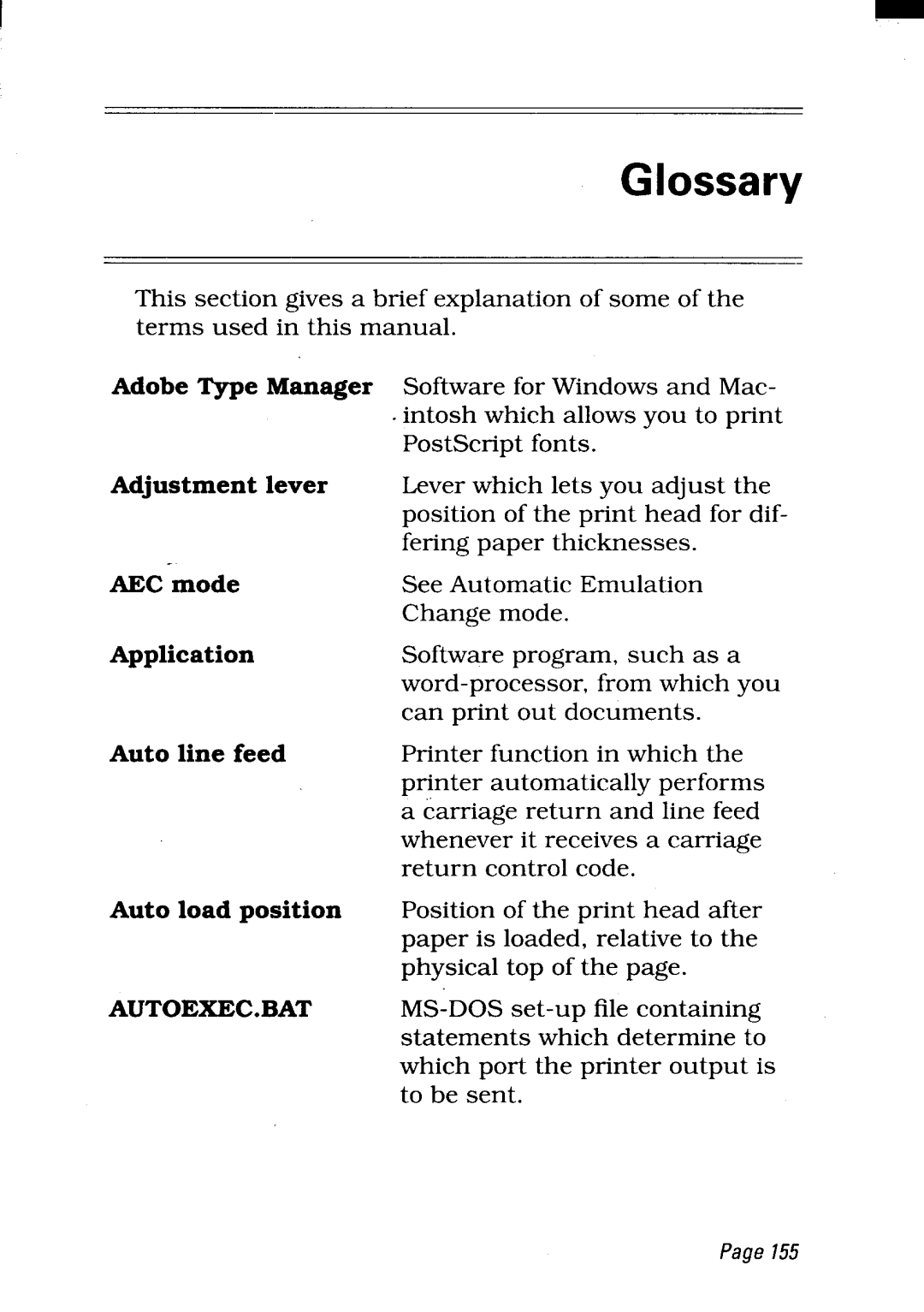 Star Micronics LC24-300 user manual Glossary 