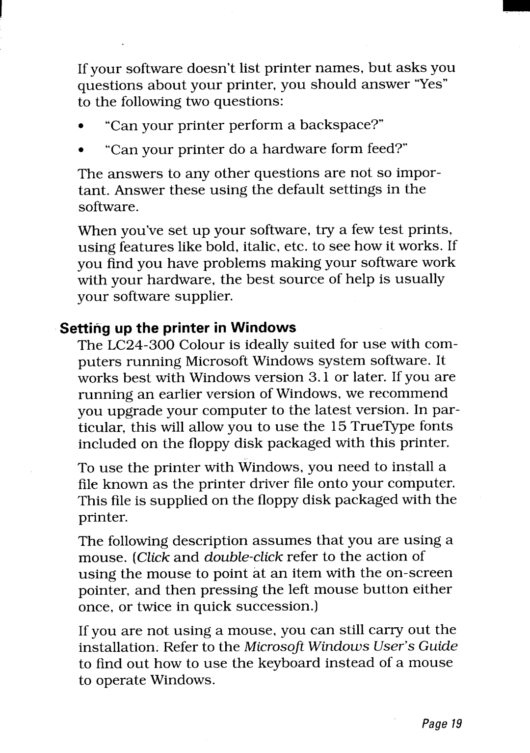 Star Micronics LC24-300 user manual Setting up the printer in Windows 