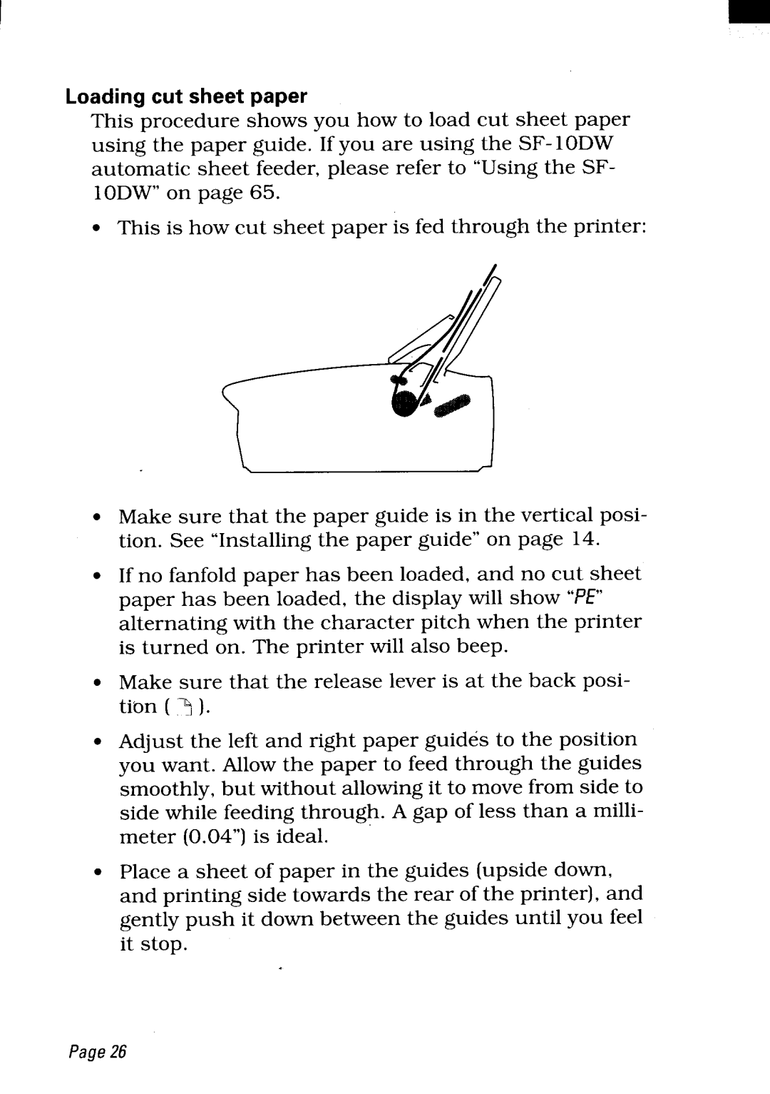 Star Micronics LC24-300 user manual Loading cut sheet paper 