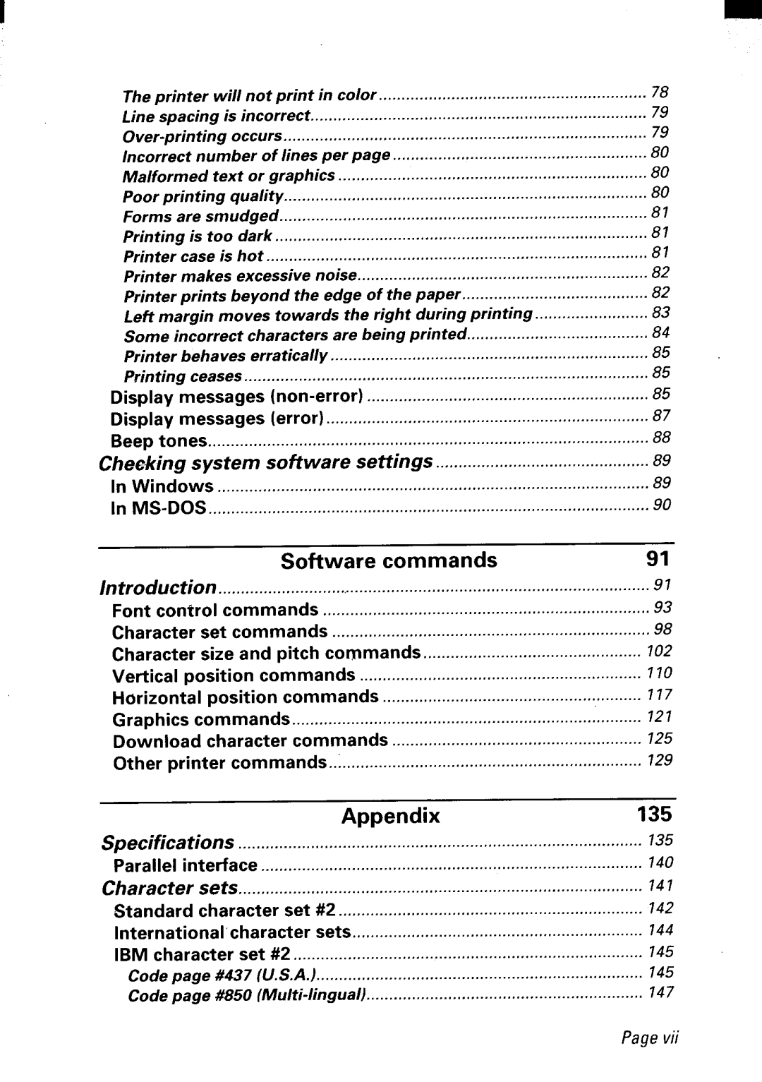 Star Micronics LC24-300 user manual Software commands, Appendix 135 