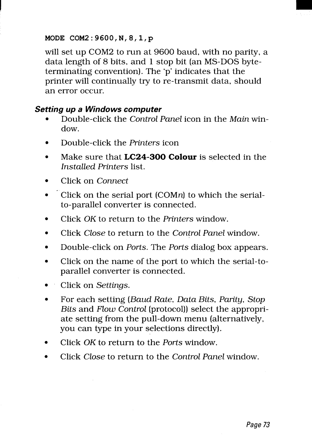 Star Micronics LC24-300 user manual HstaUed Printers list 