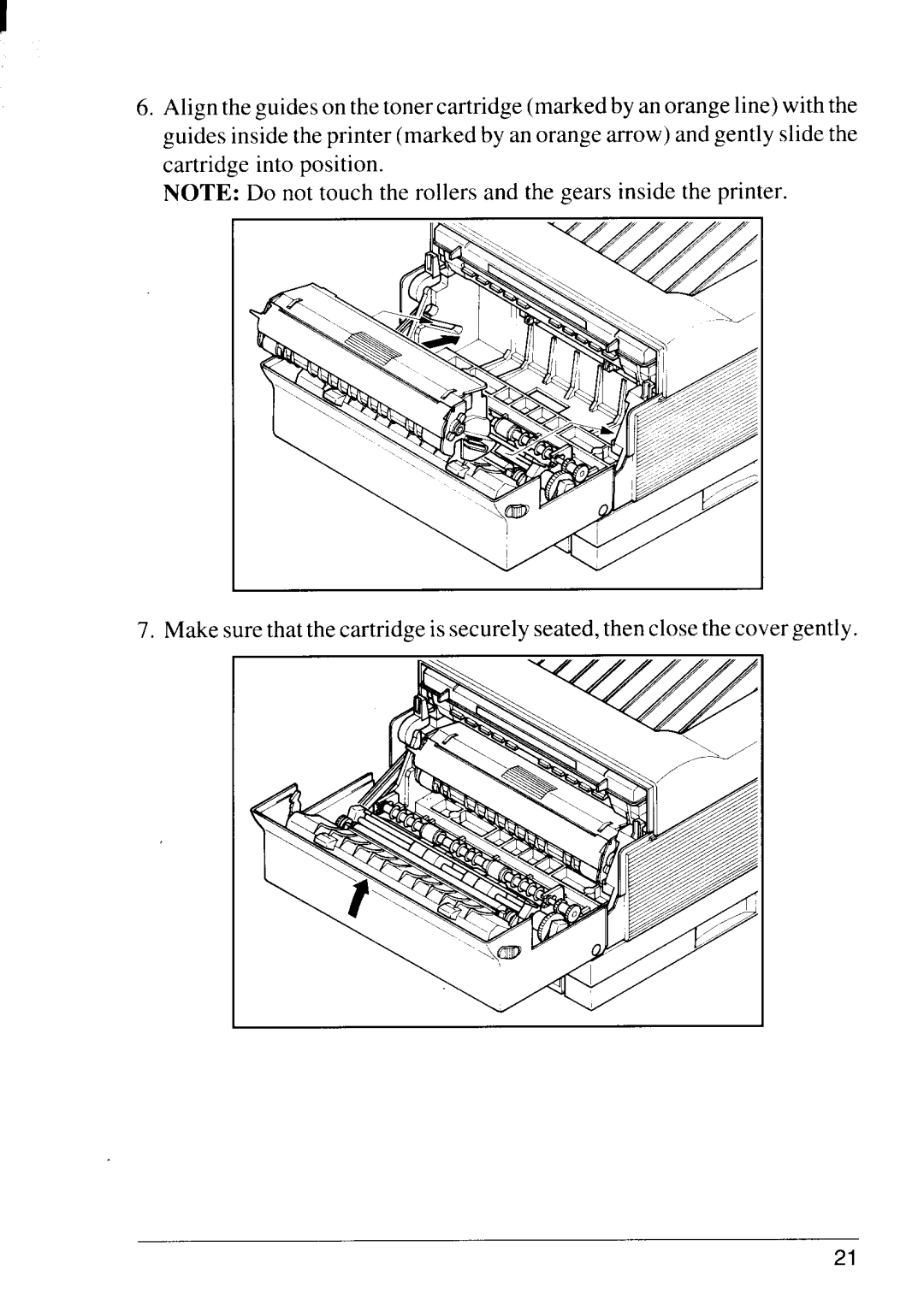 Star Micronics LS-5 TT, LS-5 EX operation manual NOTE Do not touch the rollers and the gears inside the printer 