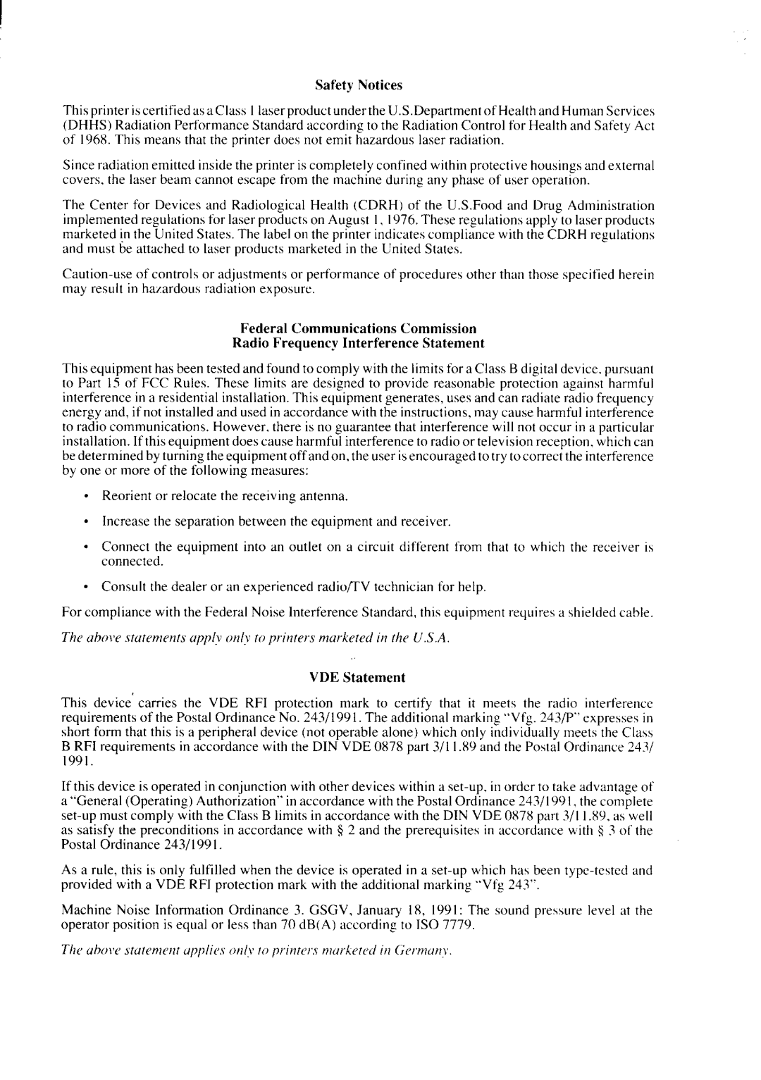 Star Micronics LS-5 EX, LS-5 TT operation manual Safety Notices 