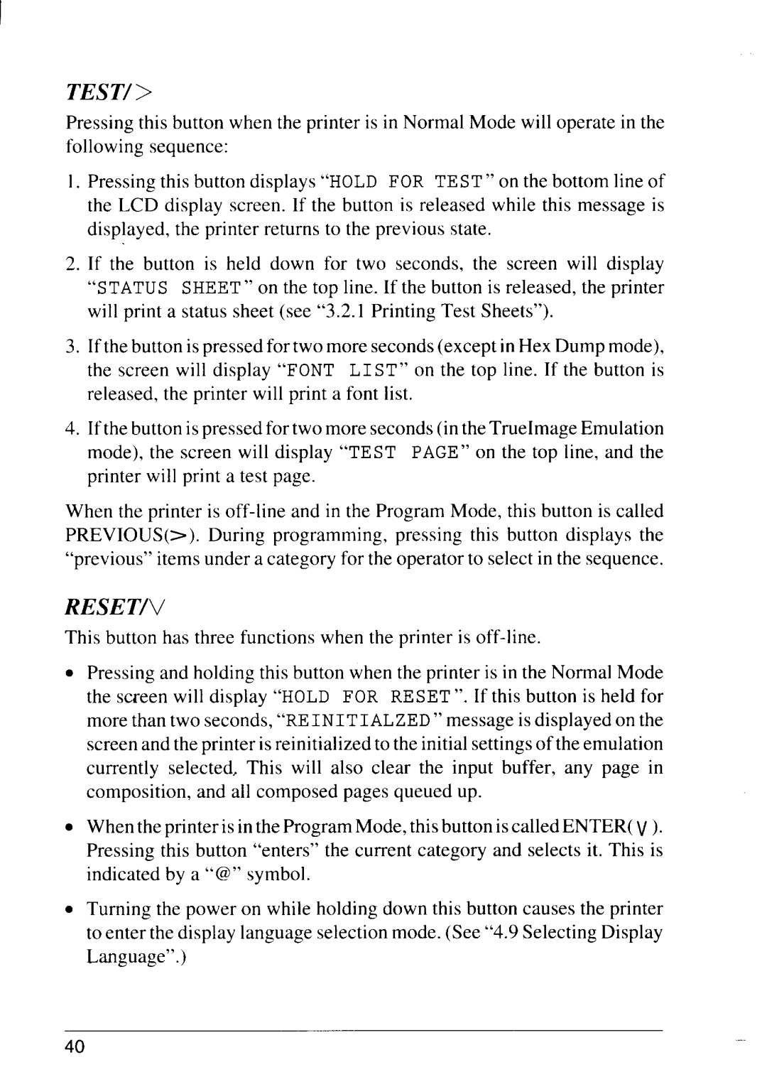 Star Micronics LS-5 EX, LS-5 TT operation manual Test 