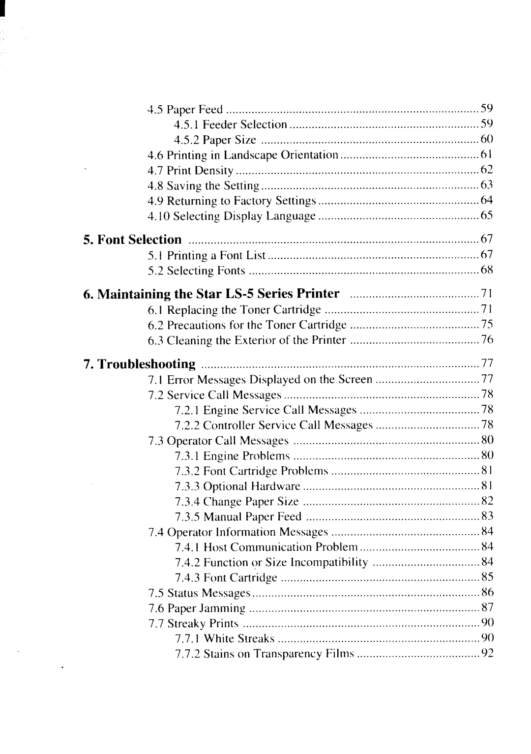 Star Micronics LS-5 TT, LS-5 EX operation manual Paper Feed 