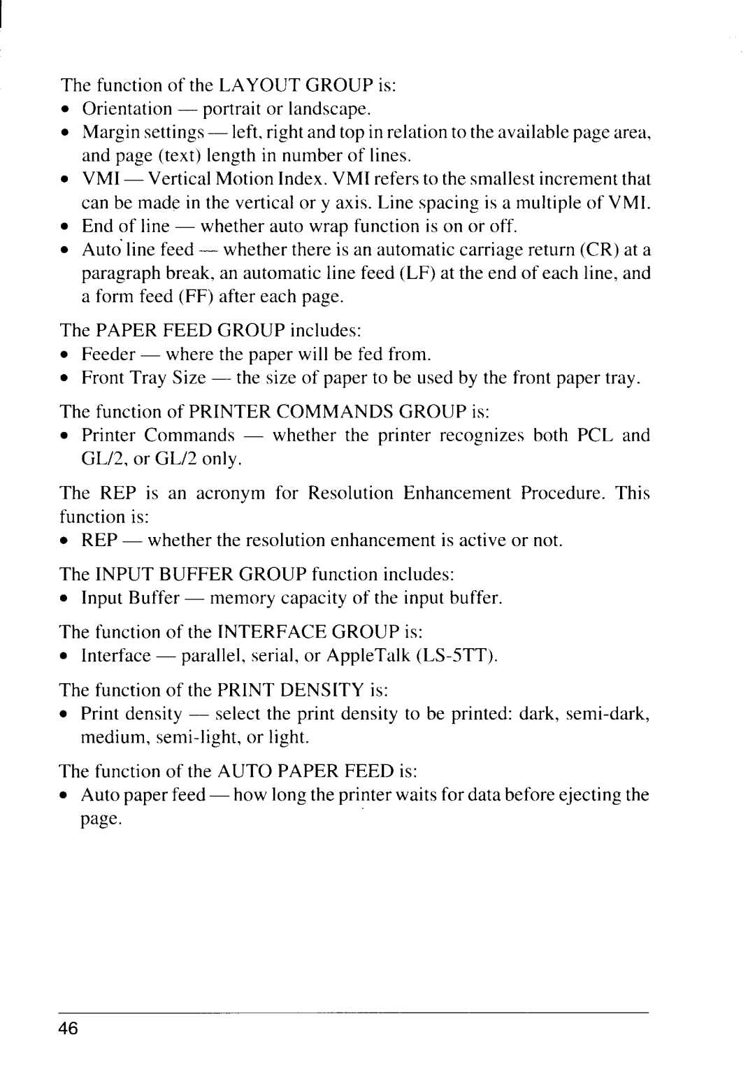 Star Micronics LS-5 EX, LS-5 TT operation manual I r L w O o Ao e 