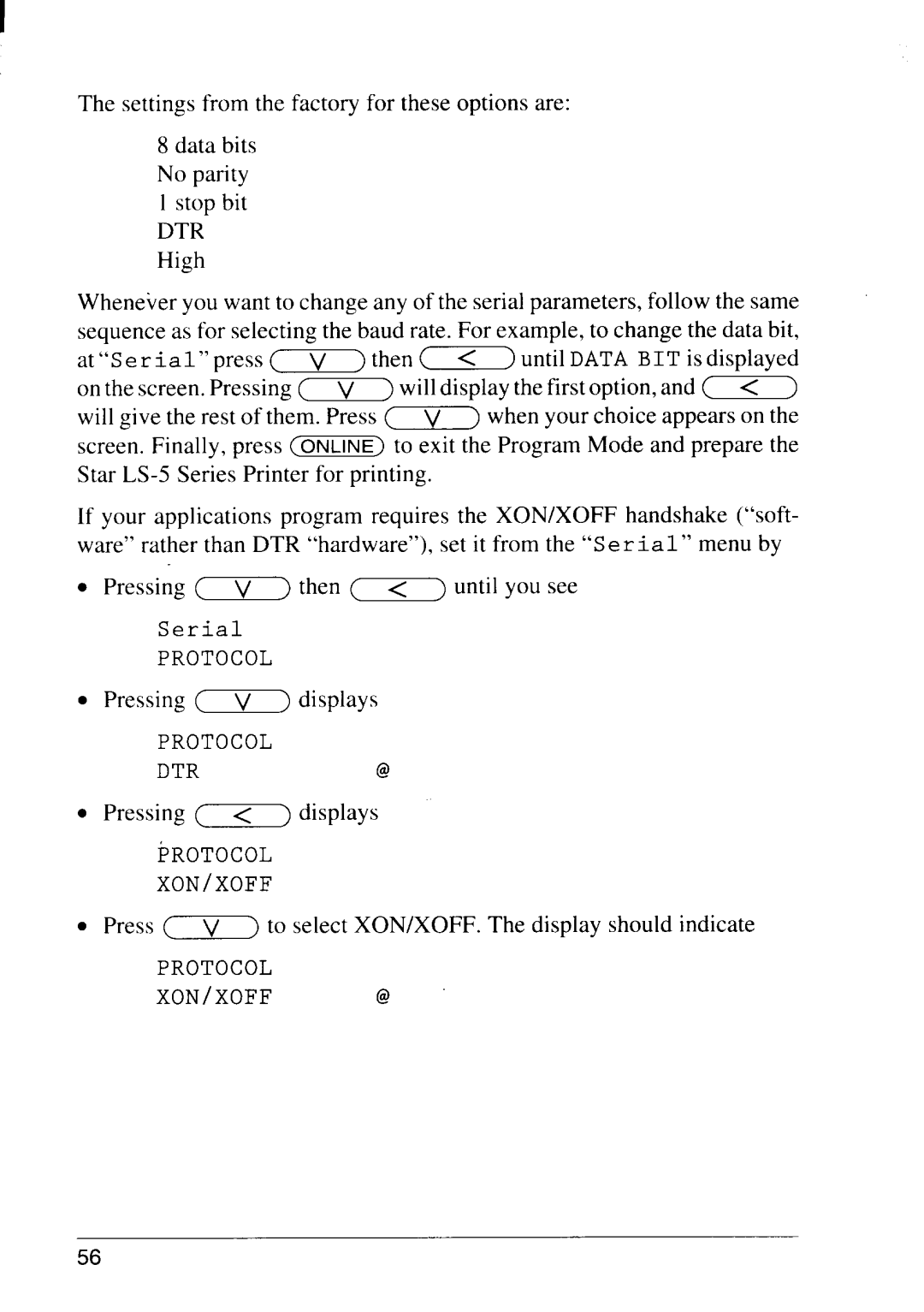 Star Micronics LS-5 EX, LS-5 TT operation manual B N p T c T s R i p O t 