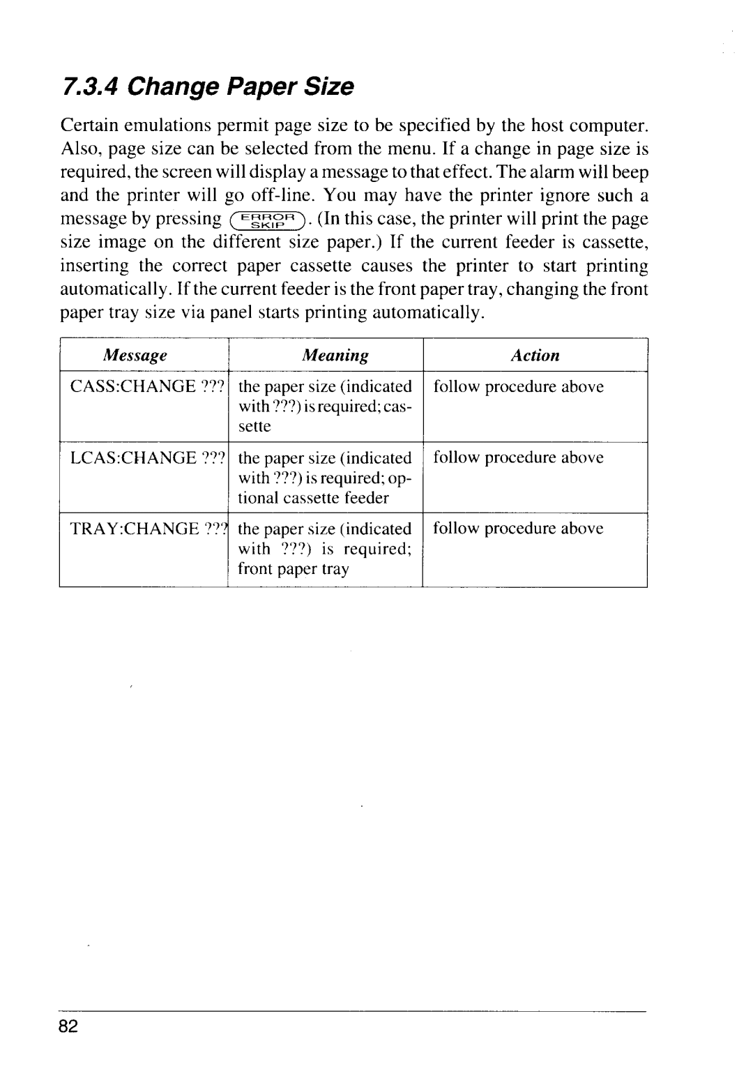 Star Micronics LS-5 EX, LS-5 TT operation manual Change Paper Size 