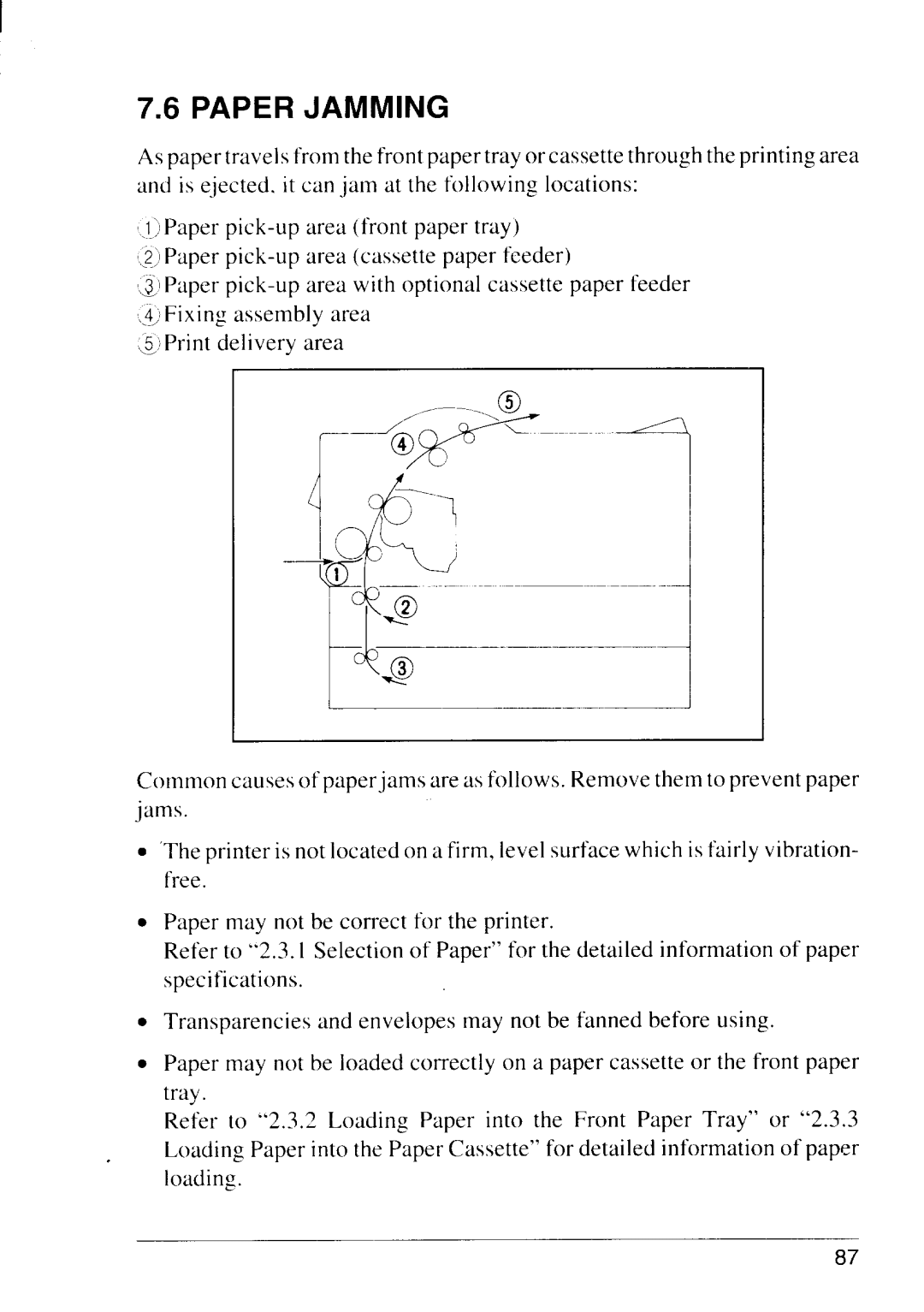 Star Micronics LS-5 TT, LS-5 EX operation manual ’~--’~, Paper Jamming 