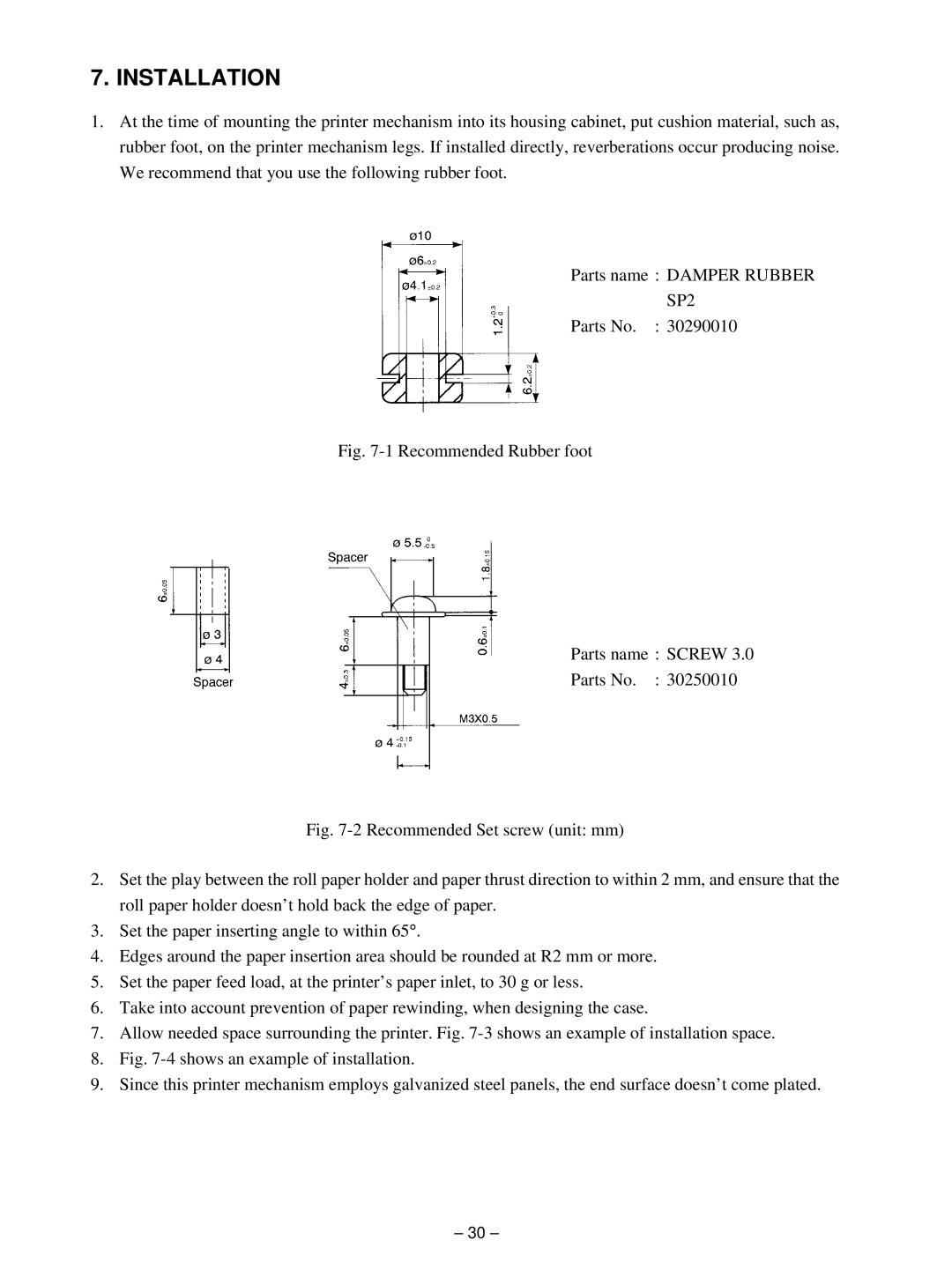 Star Micronics MP111MP-24G-A, MP115MP-24G-A operation manual Installation, SP2 