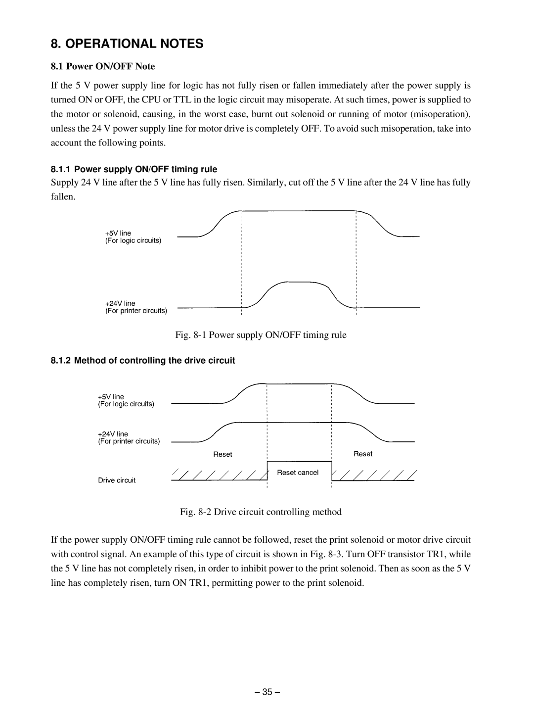 Star Micronics MP115MP-24G-A, MP111MP-24G-A operation manual Operational Notes, Power ON/OFF Note 