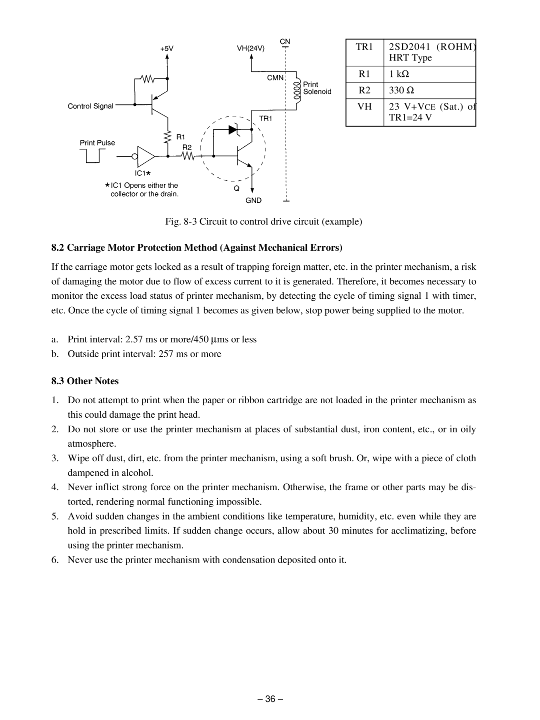 Star Micronics MP111MP-24G-A, MP115MP-24G-A Carriage Motor Protection Method Against Mechanical Errors, Other Notes 