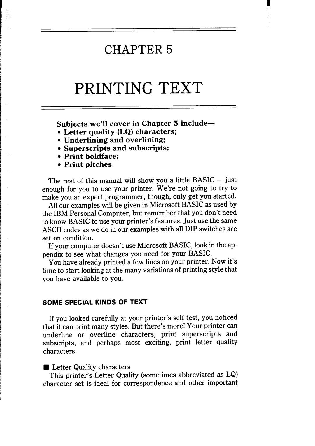Star Micronics NB-15 user manual Printing Text, Chapter, Subjects we’ll cover in include 