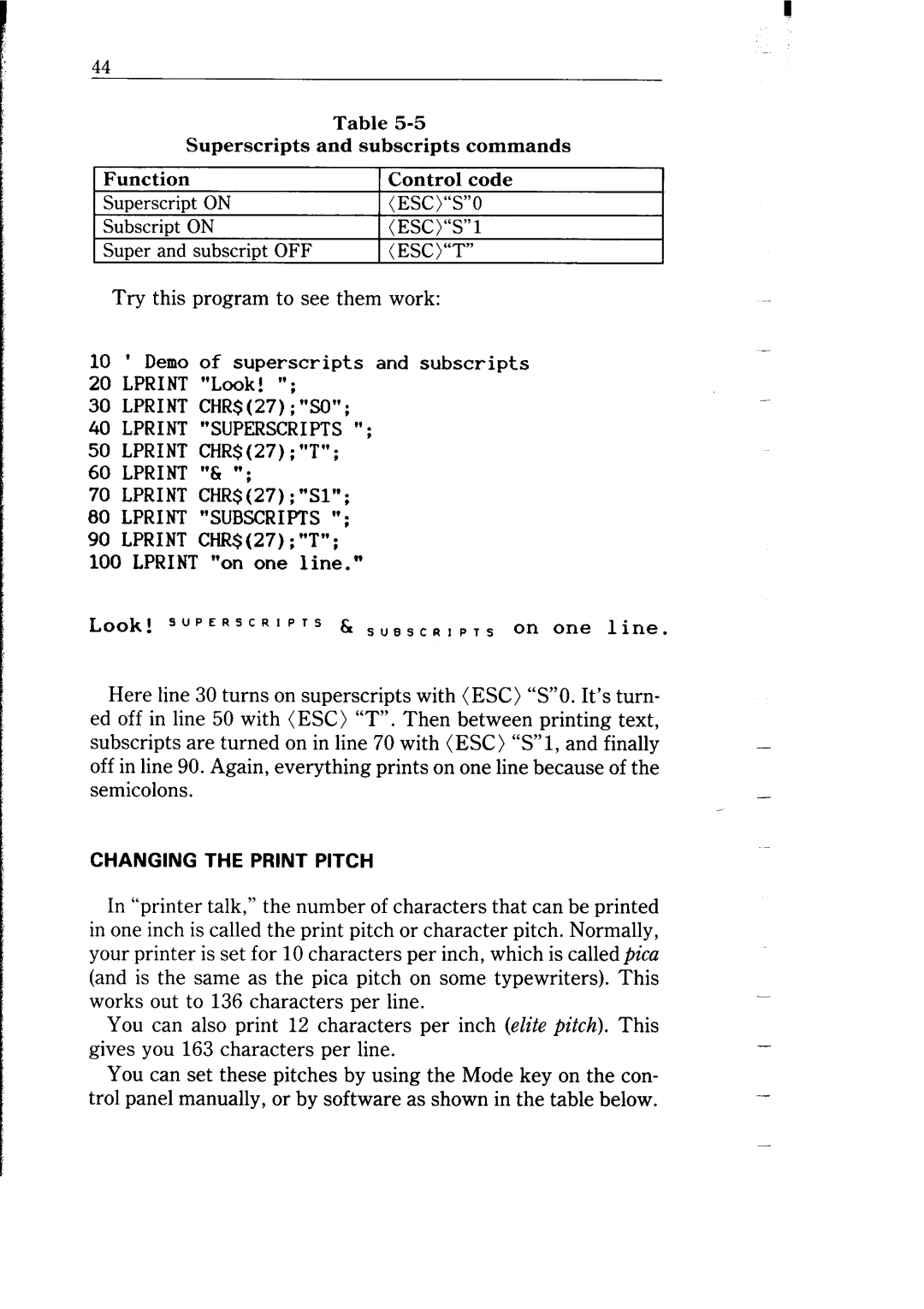 Star Micronics NB-15 user manual Superscript ON 
