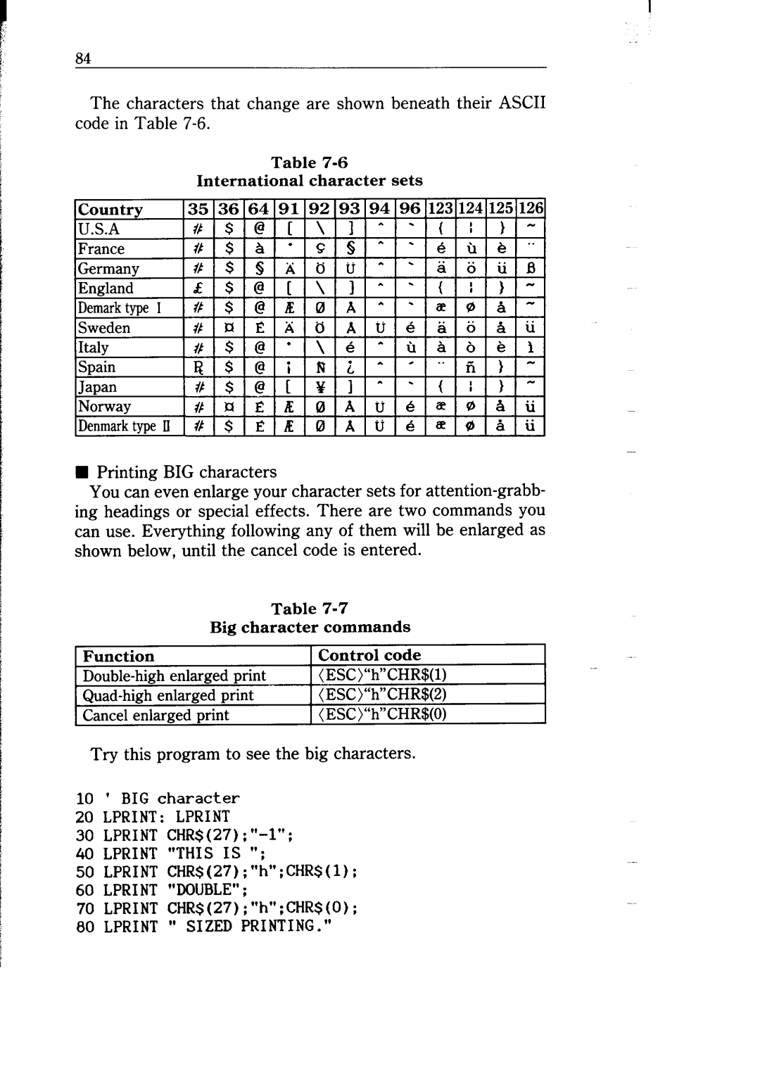Star Micronics NB-15 user manual Double-highenlargedprint ESC“h”CHR$l 