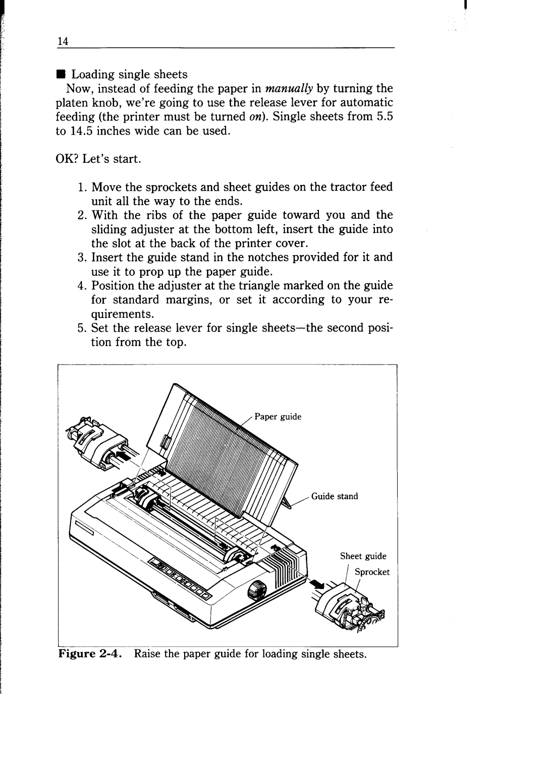 Star Micronics NB-15 user manual ‘igure 2-4. Raise the paper guide for loading single sheets 