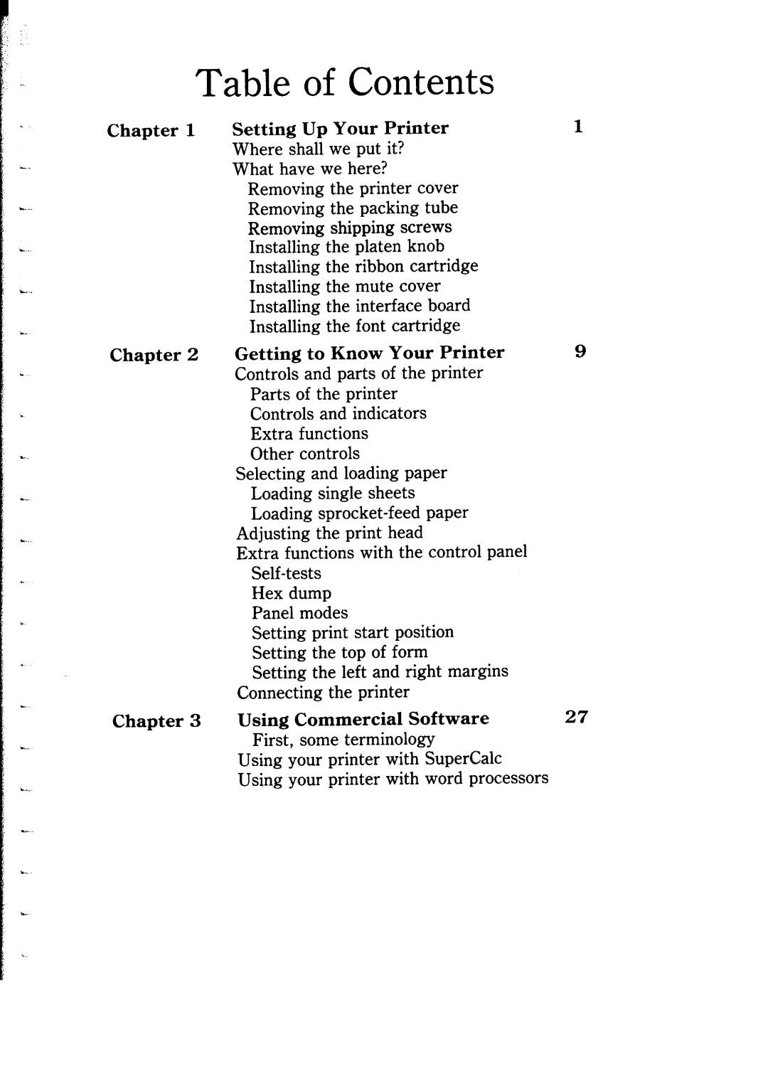 Star Micronics NB-15 user manual Table of Contents 