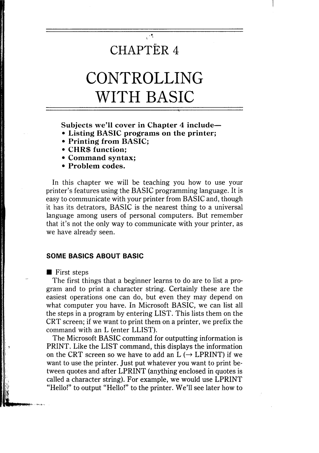 Star Micronics NB-15 user manual Controlling With Basic 