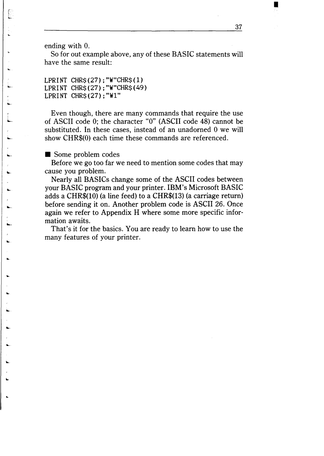 Star Micronics NB-15 user manual Lprint CHR$27WCHR$l Lprint CHR$27WCHR$49 Lprint CHRS27Wl 