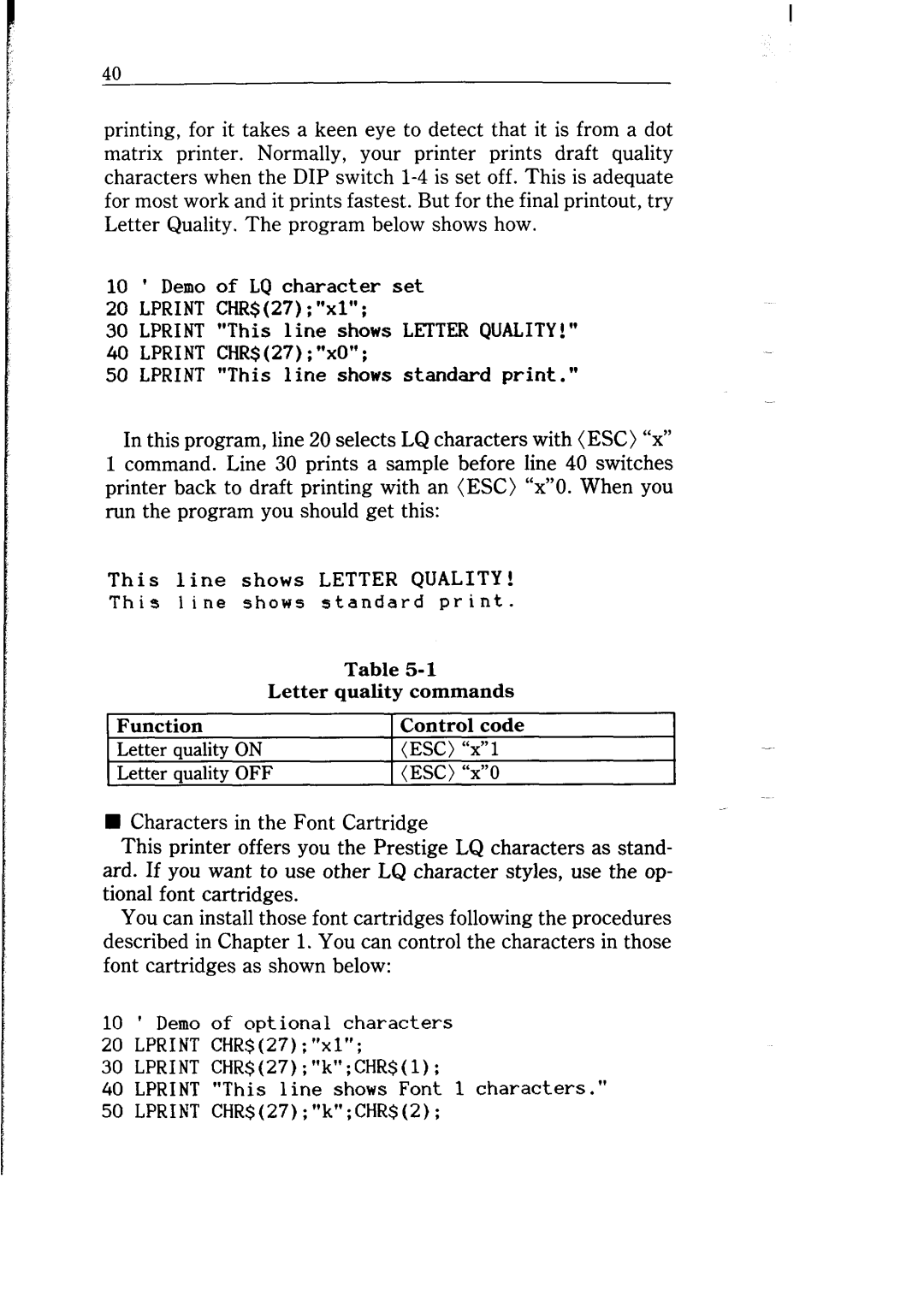 Star Micronics NB-15 user manual Lprint CHR$27 xl 