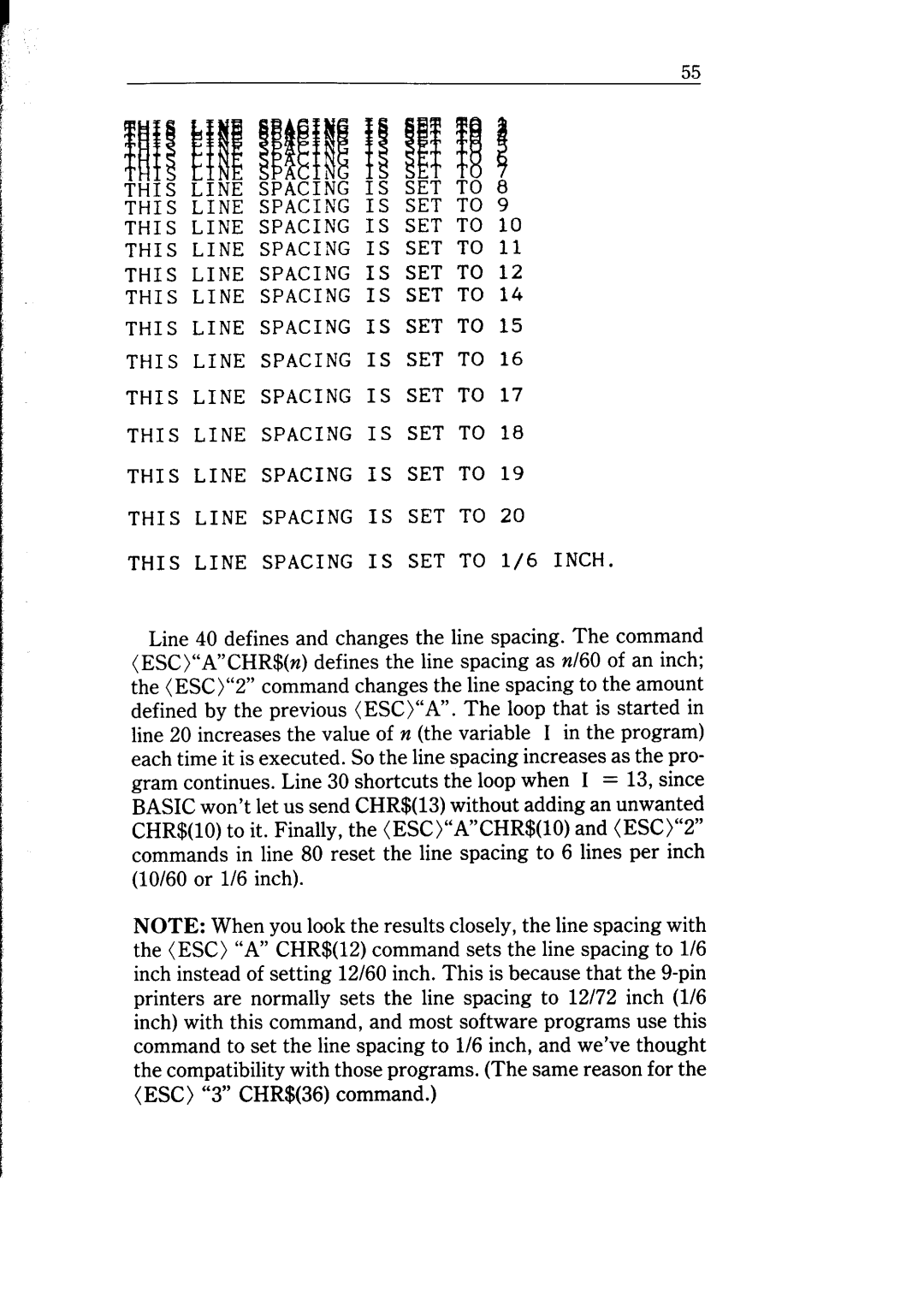 Star Micronics NB-15 user manual This Line Spacing is SET to 