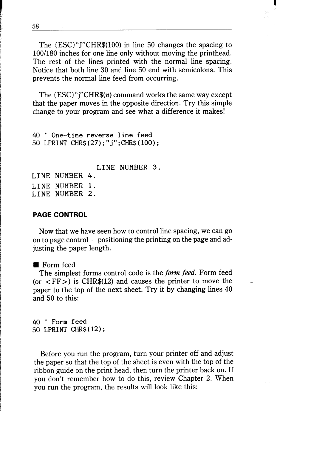 Star Micronics NB-15 user manual Line Number, Lprint CHRS12 