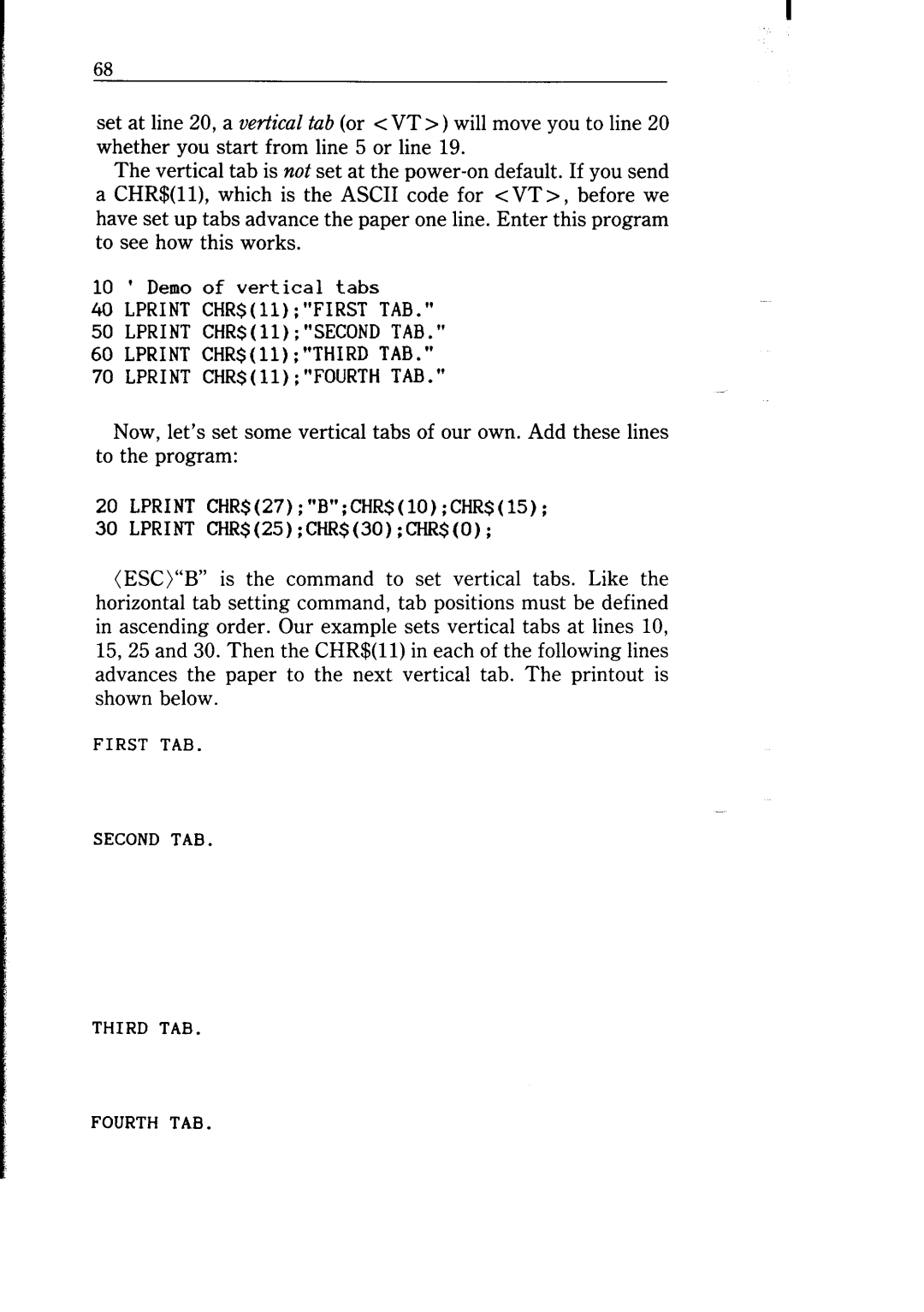 Star Micronics NB-15 user manual Lprint CHR$11 First TAB 