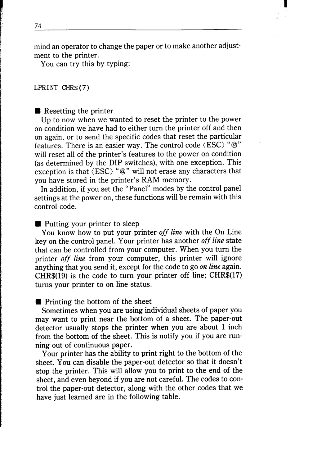 Star Micronics NB-15 user manual Lprint CHR$7 