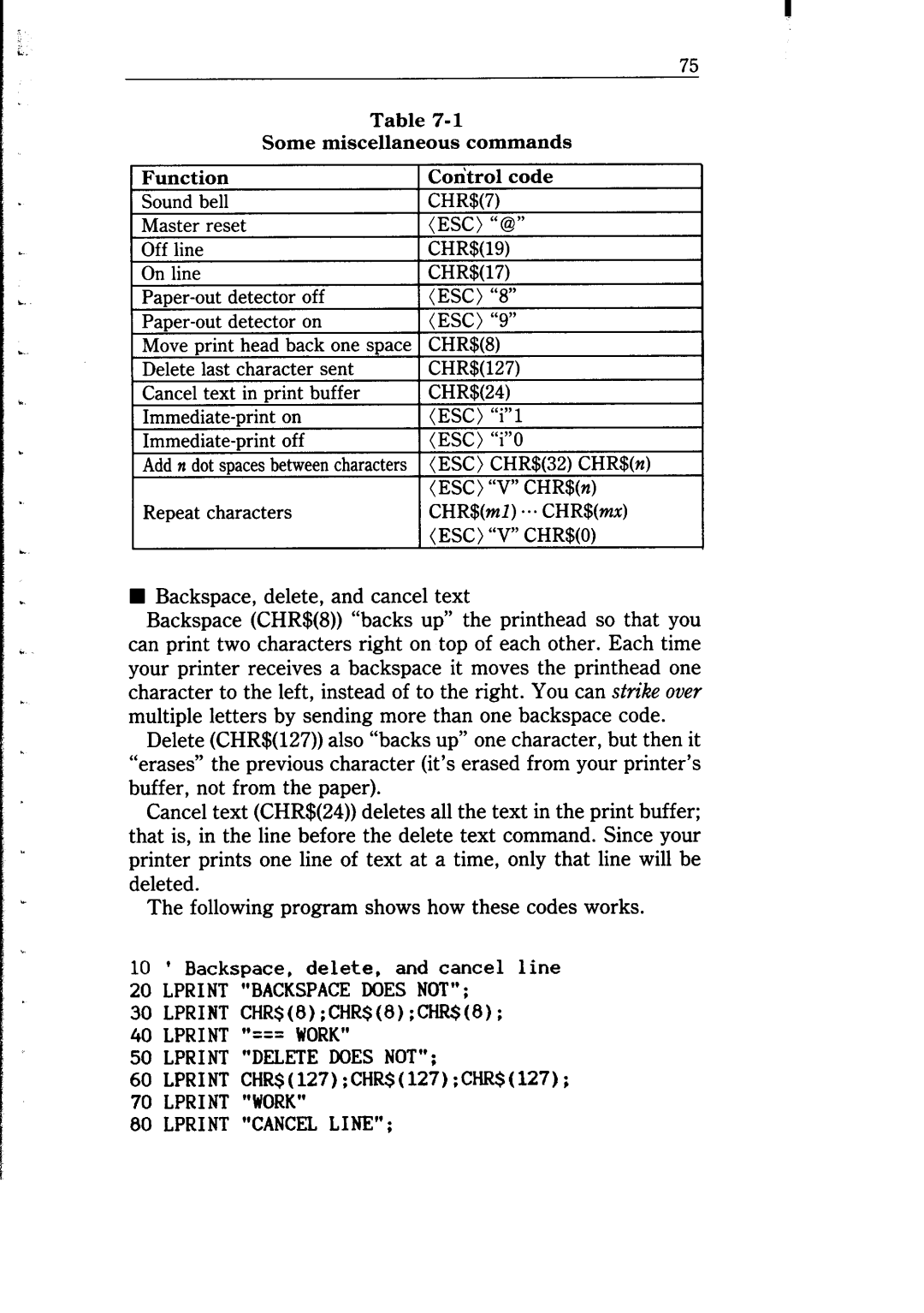 Star Micronics NB-15 user manual Escvchr$O 