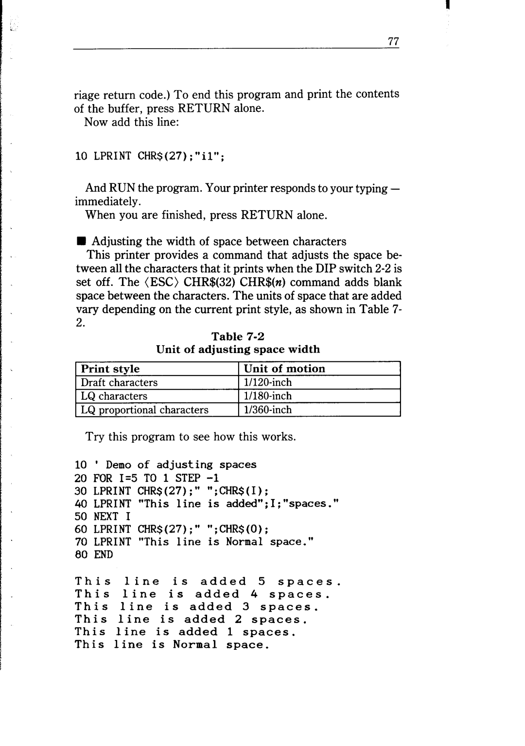 Star Micronics NB-15 user manual Lprint CHR$27il 