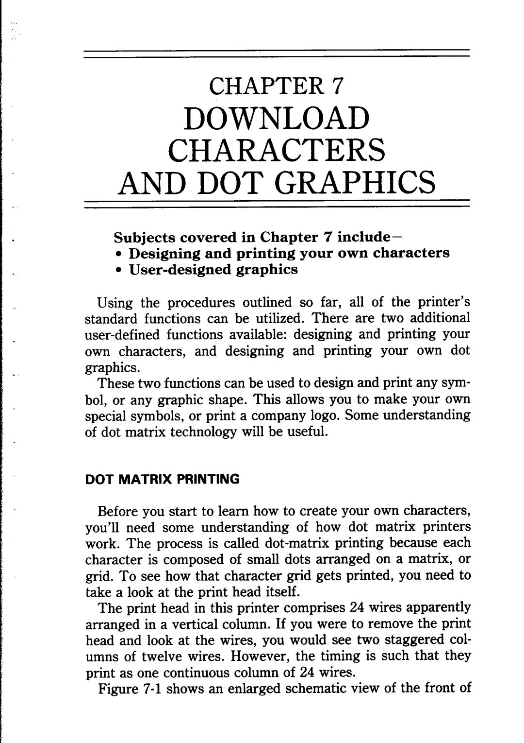 Star Micronics NB24-10/15 user manual Download Characters And Dot Graphics, Subjects covered in include, Chapter 