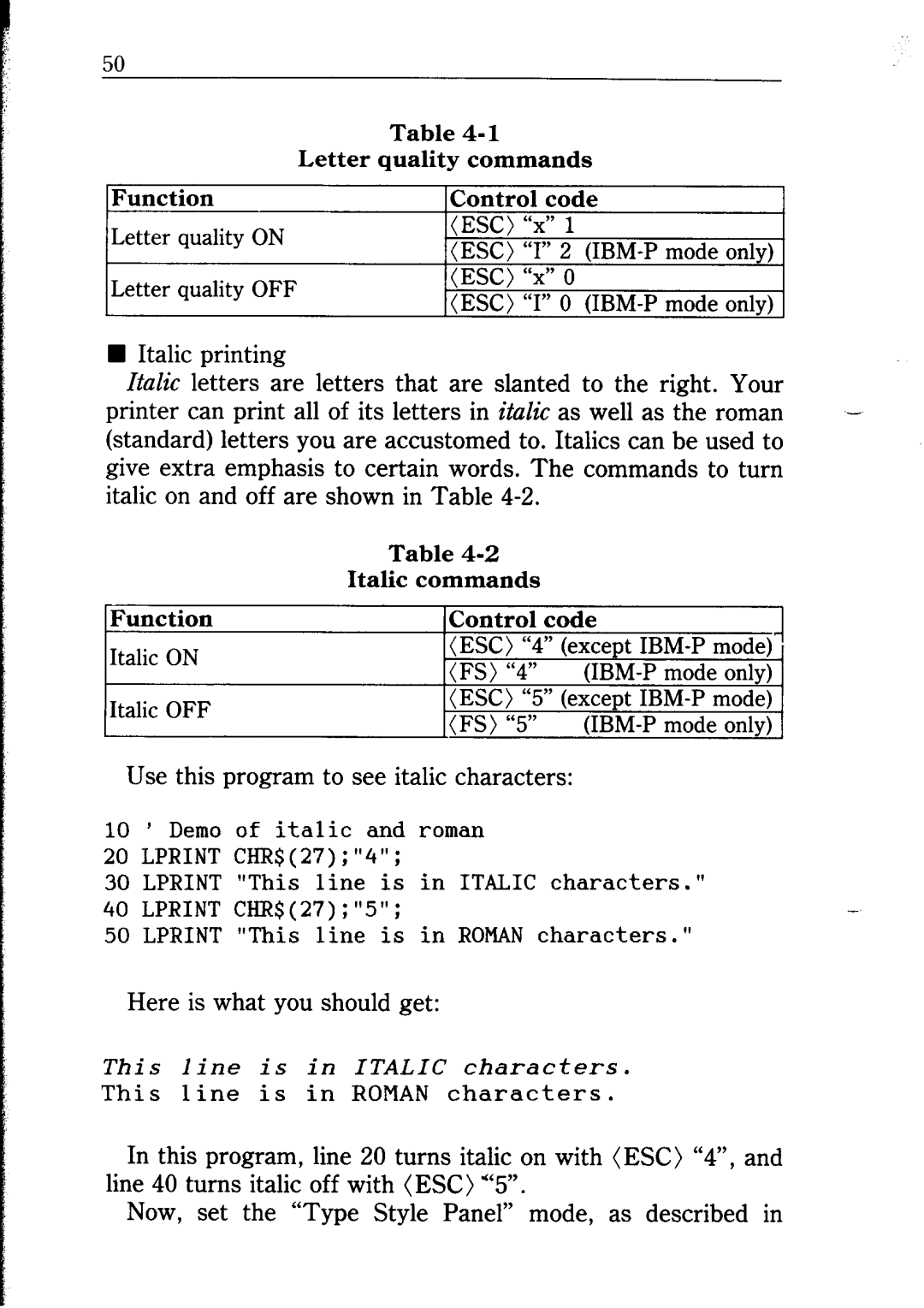 Star Micronics NB24-10/15 user manual This line is in ITALIC characters, commands 