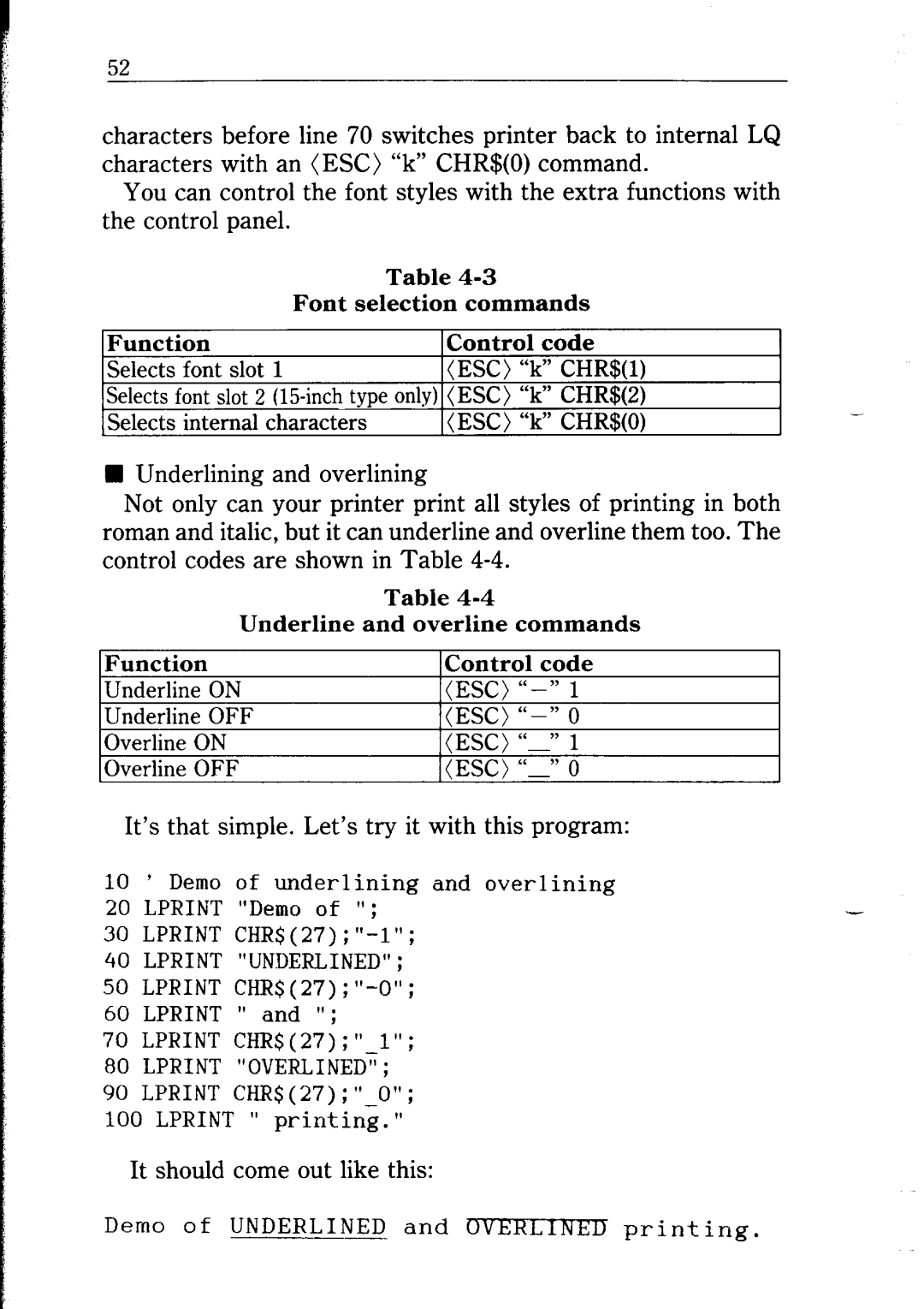 Star Micronics NB24-10/15 user manual Selects internal characters 
